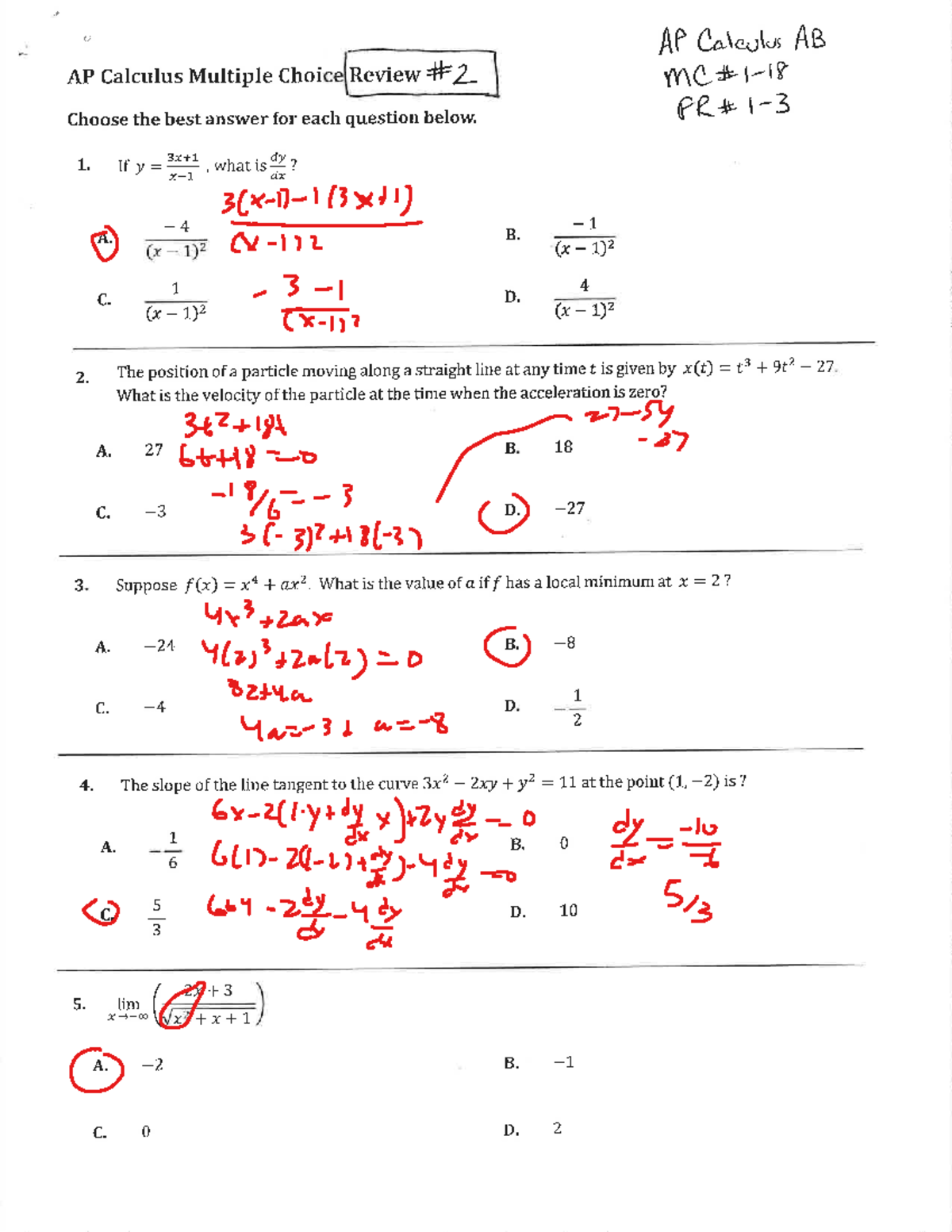 S1+Review+#2 - Assignments of Calculus Integrals intrtoo - MATH 130 ...