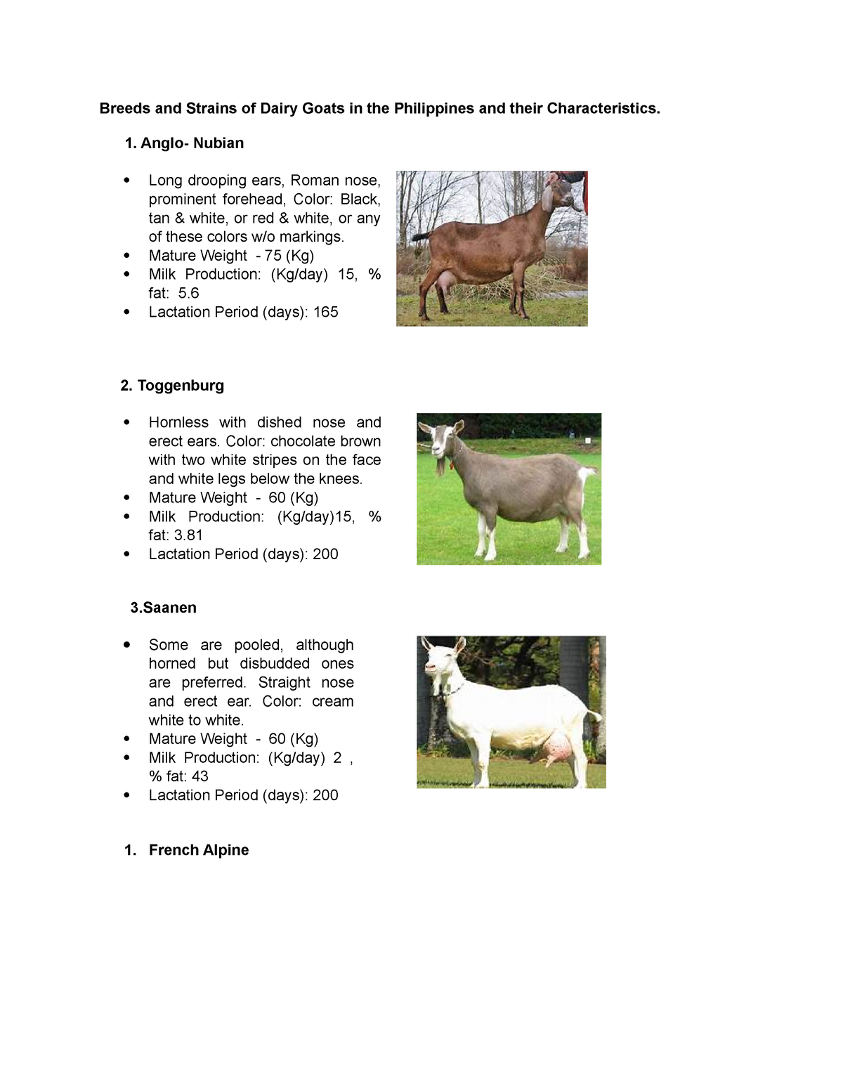 Breeds and Strains of Dairy Goats in the Philippines and their