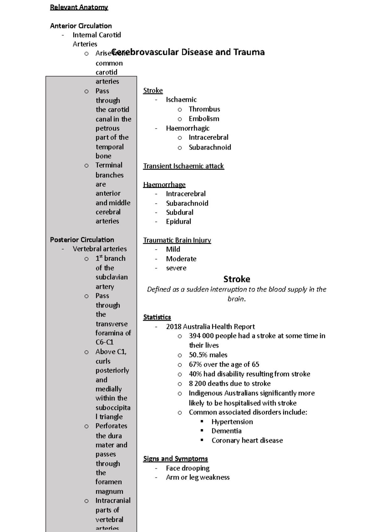 Cerebrovascular Disease and Trauma Cerebrovascular Disease and Trauma