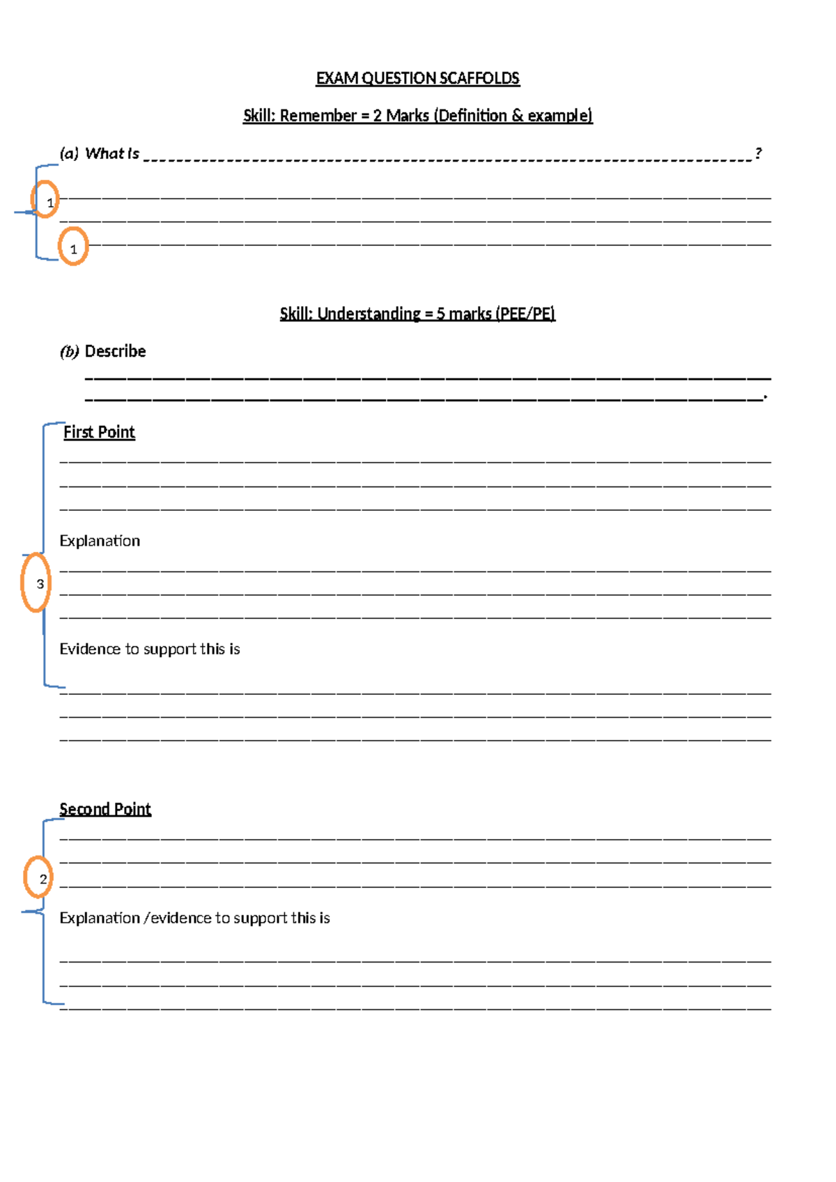 KS3 EXAM Question Scaffolds P KNOX - EXAM QUESTION SCAFFOLDS Skill ...
