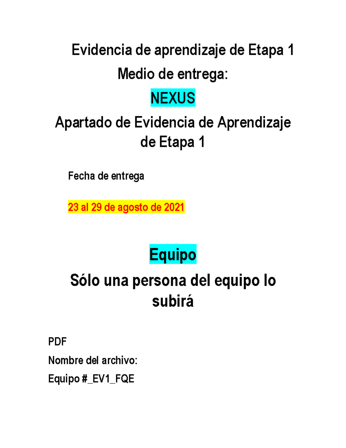 Lineamientos de entrega de Evidencia de Aprendizaje Etapa 1 - Evidencia ...
