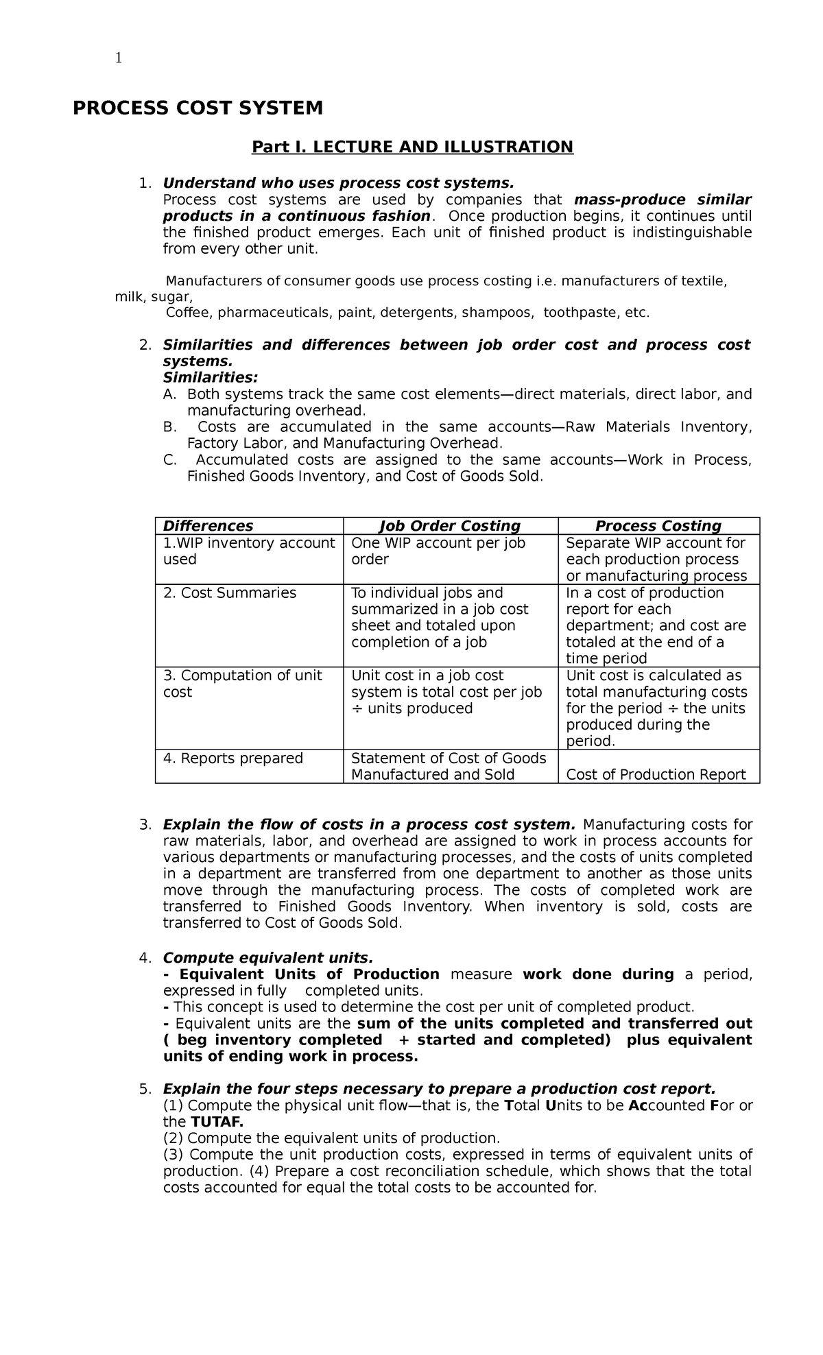 literature review on process costing