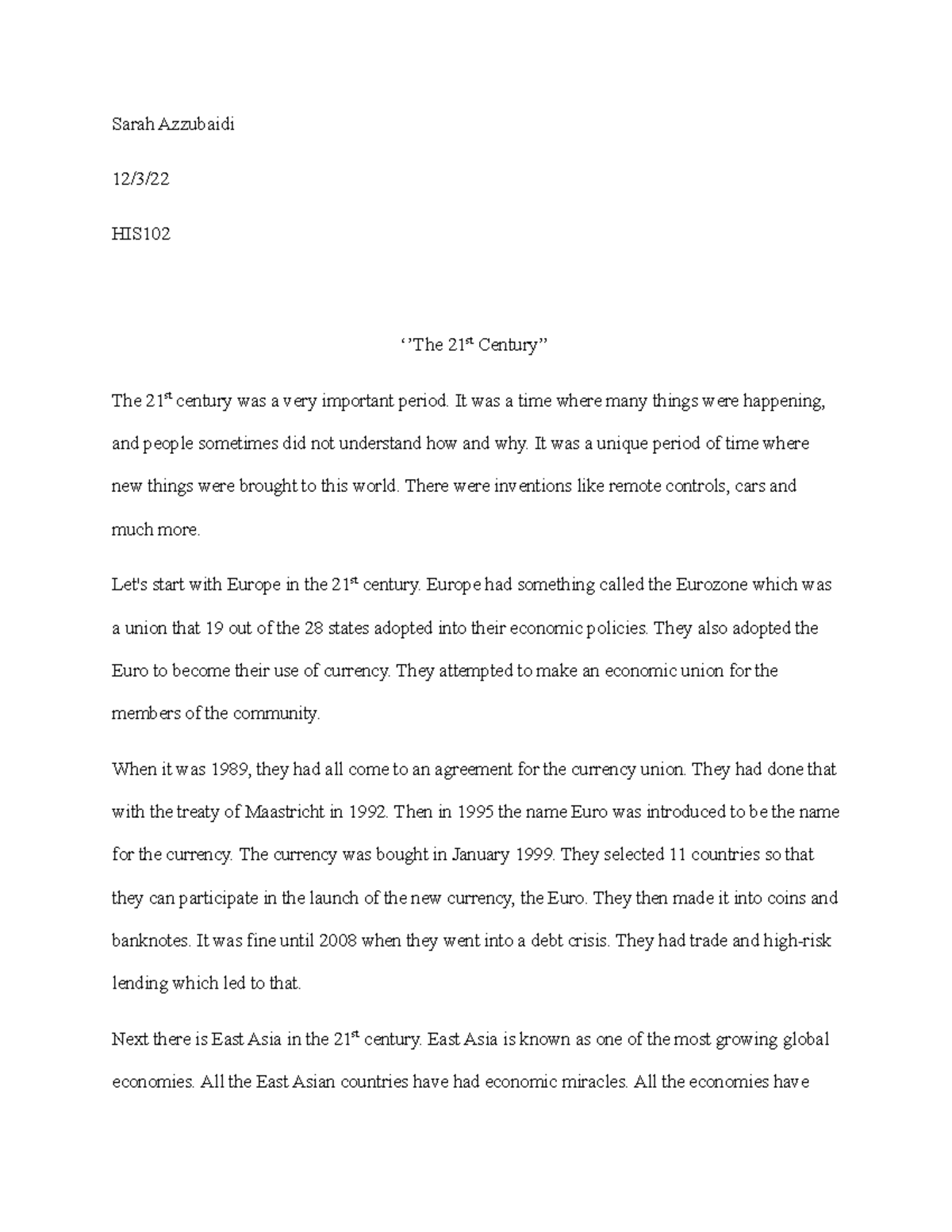 introduction on 21st century essay