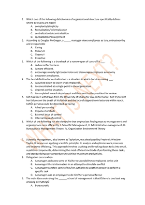 principles of management essay questions