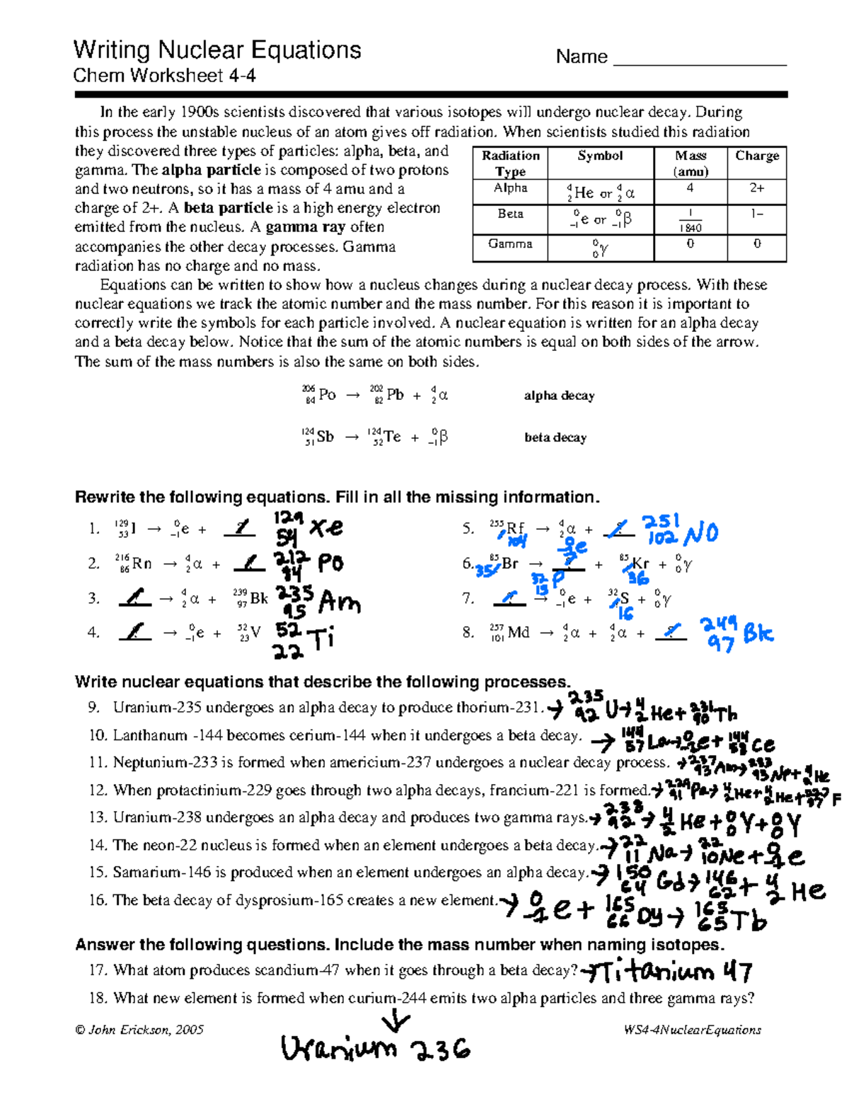 4-4Nuclear Equations - Type shit - © John Erickson, 2005 WS4-4NuclearEquations Radiation Type Symbol - Studocu 4-4nuclear-equations-type-shit-john-erickson-2005-ws4-4nuclearequations-radiation-type-symbol-studocu