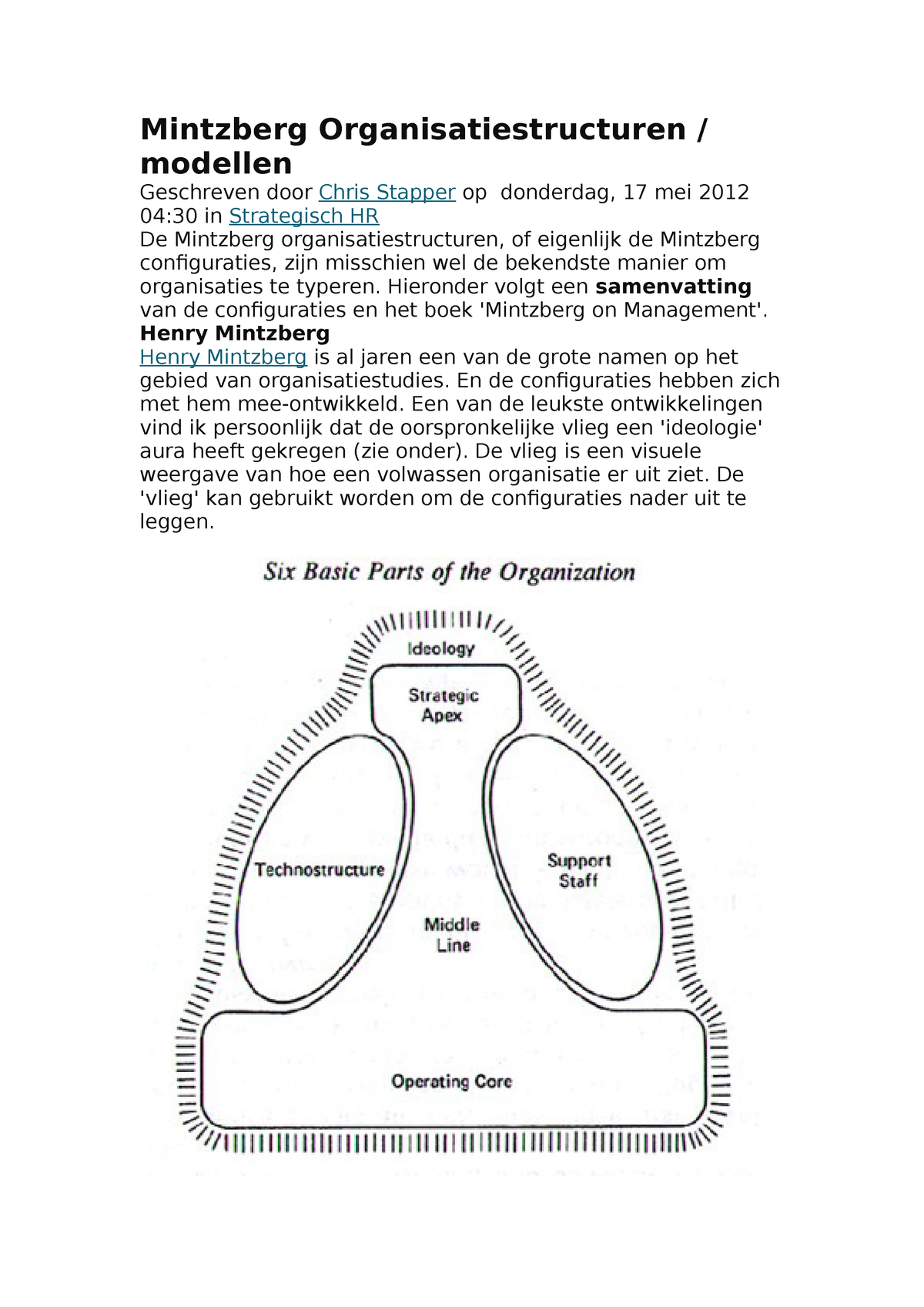 Mintzberg Organisatiestructuren - StudeerSnel