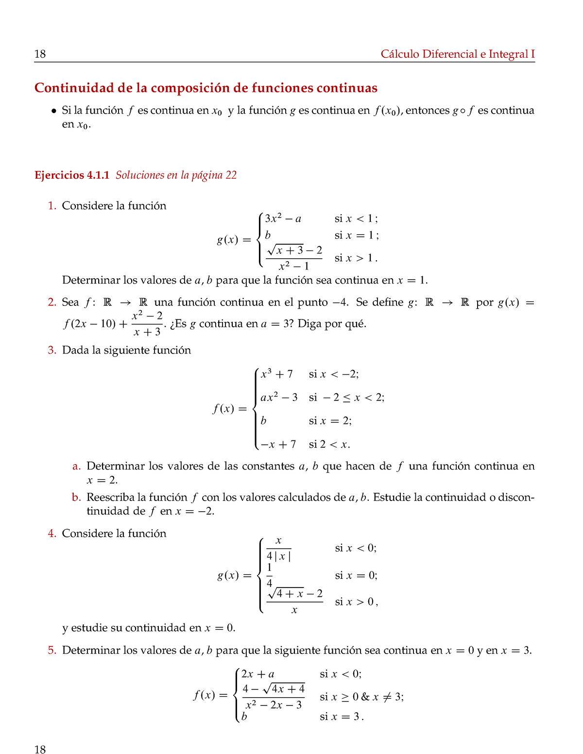 Continuidad De Funiones - Ejercicios Propuestos - 18 Cálculo ...