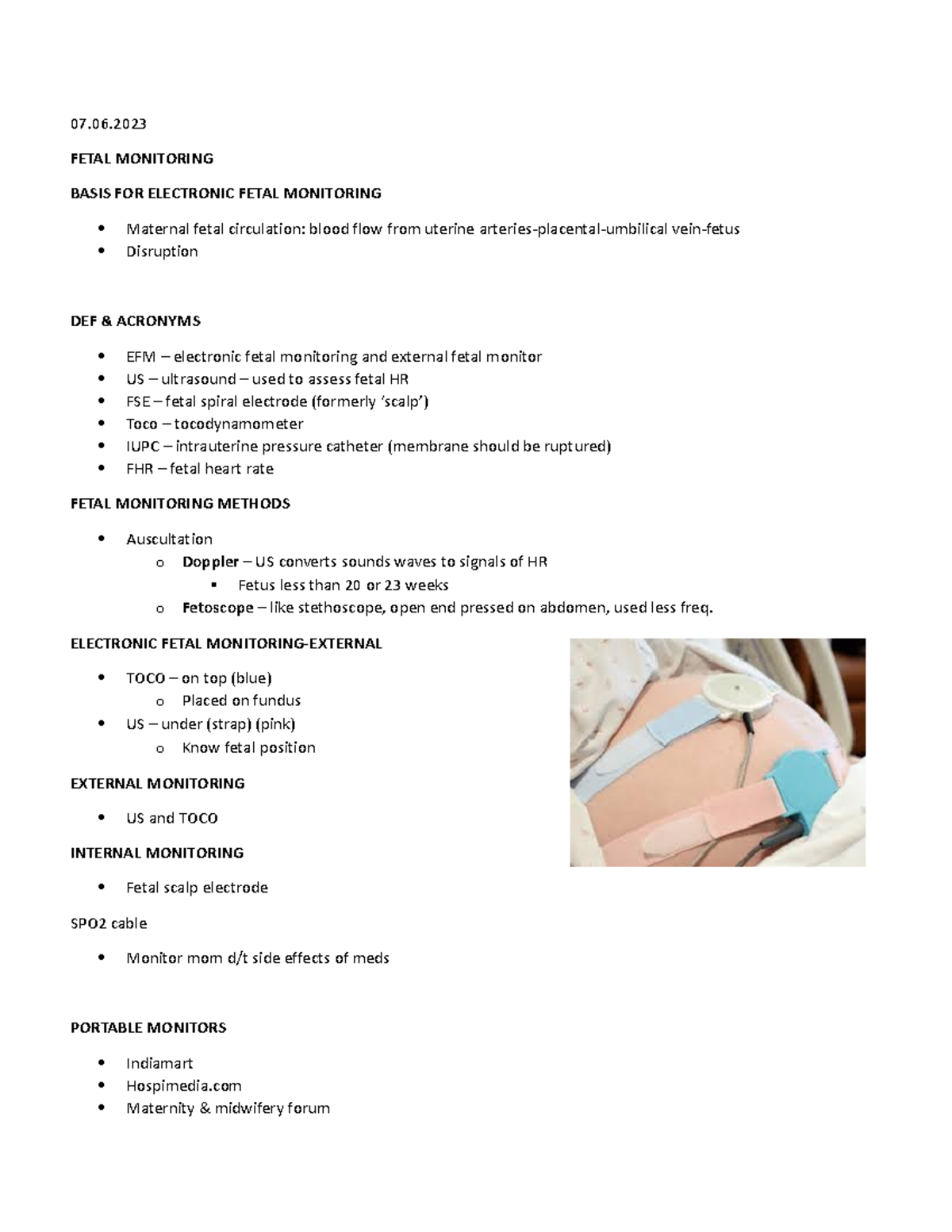OB class notes - 07. FETAL MONITORING BASIS FOR ELECTRONIC FETAL ...