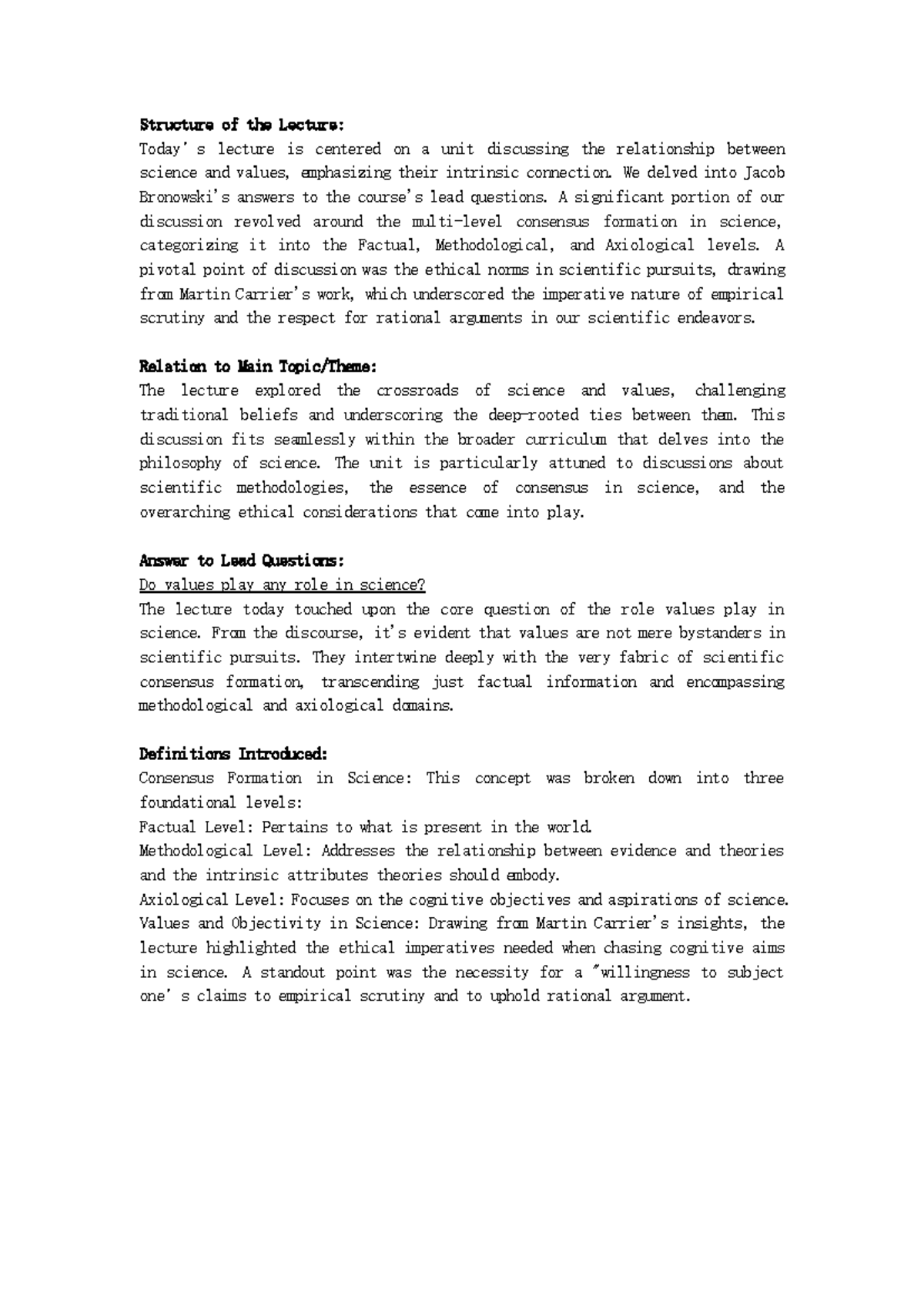 HPS200Note1 - Lecture note for HPS200h1 - Structure of the Lecture ...