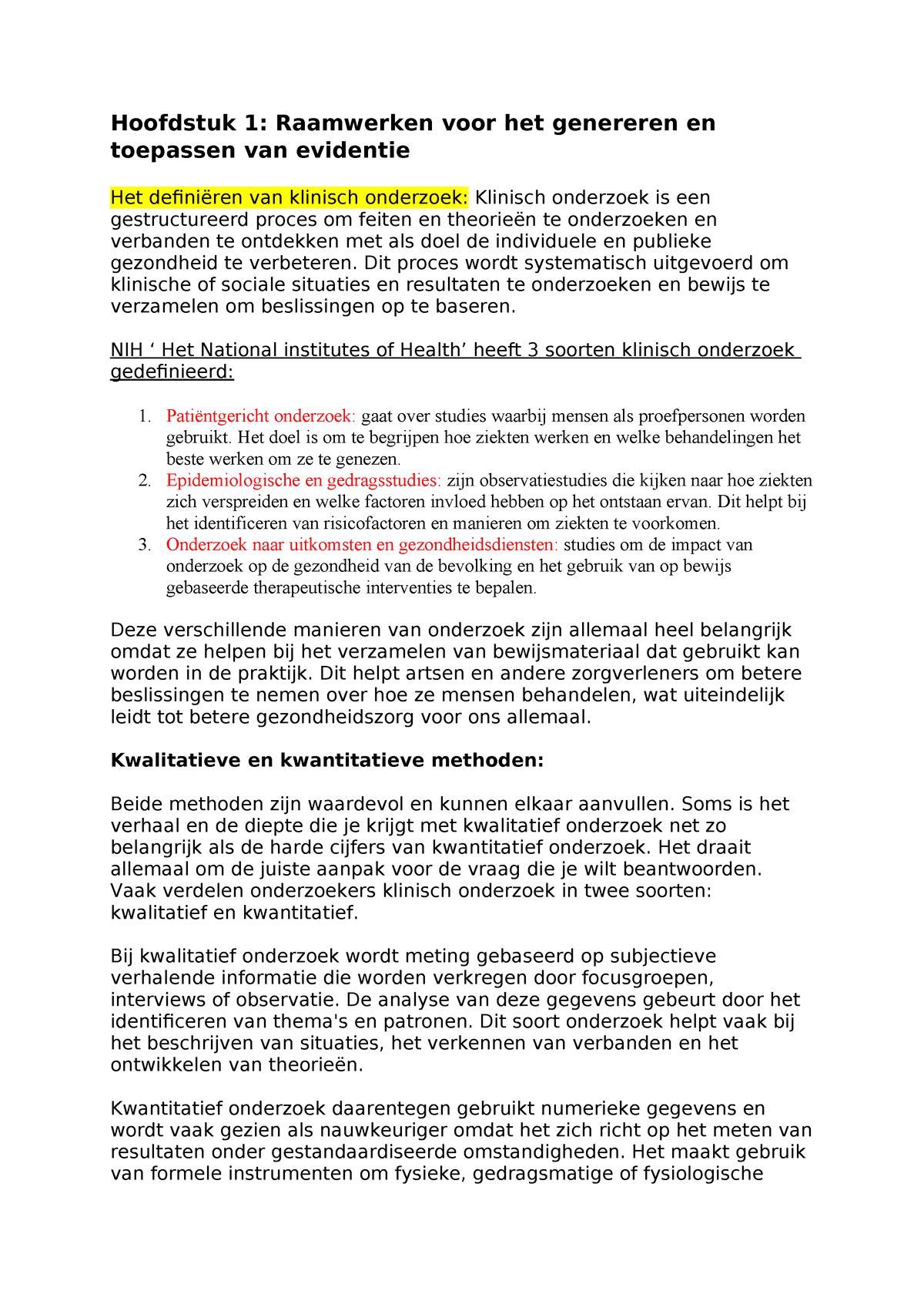 Samenvatting Theorie En Evidentie - Hoofdstuk 1: Raamwerken Voor Het ...