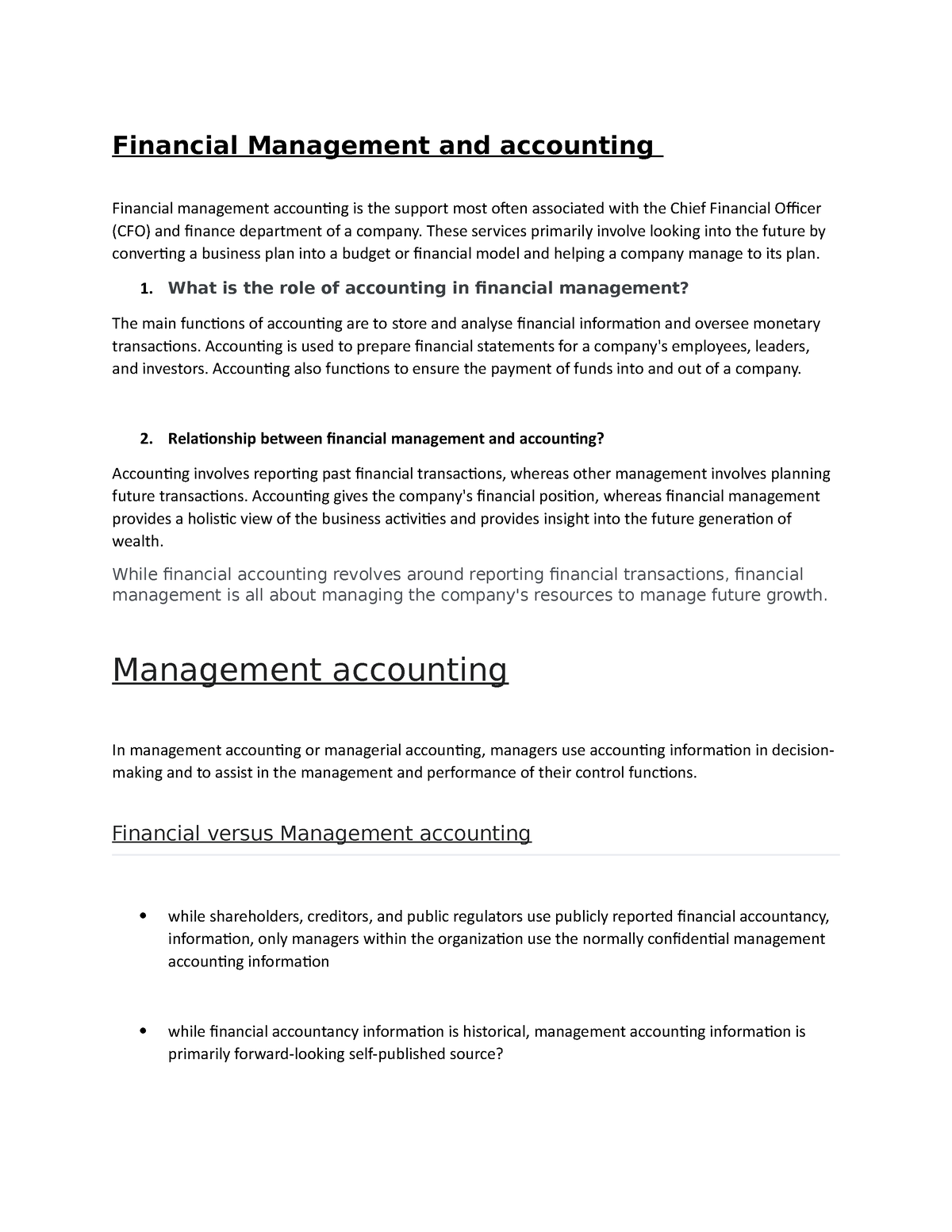 Financial Management And Accounting - Financial Management And ...