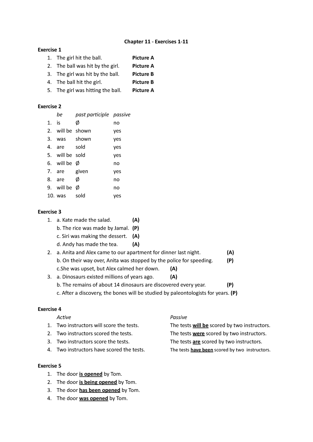 Understanding And Using English Grammar Chapter 11 Exercises 1 11 Chapter 11 Exercises 1 