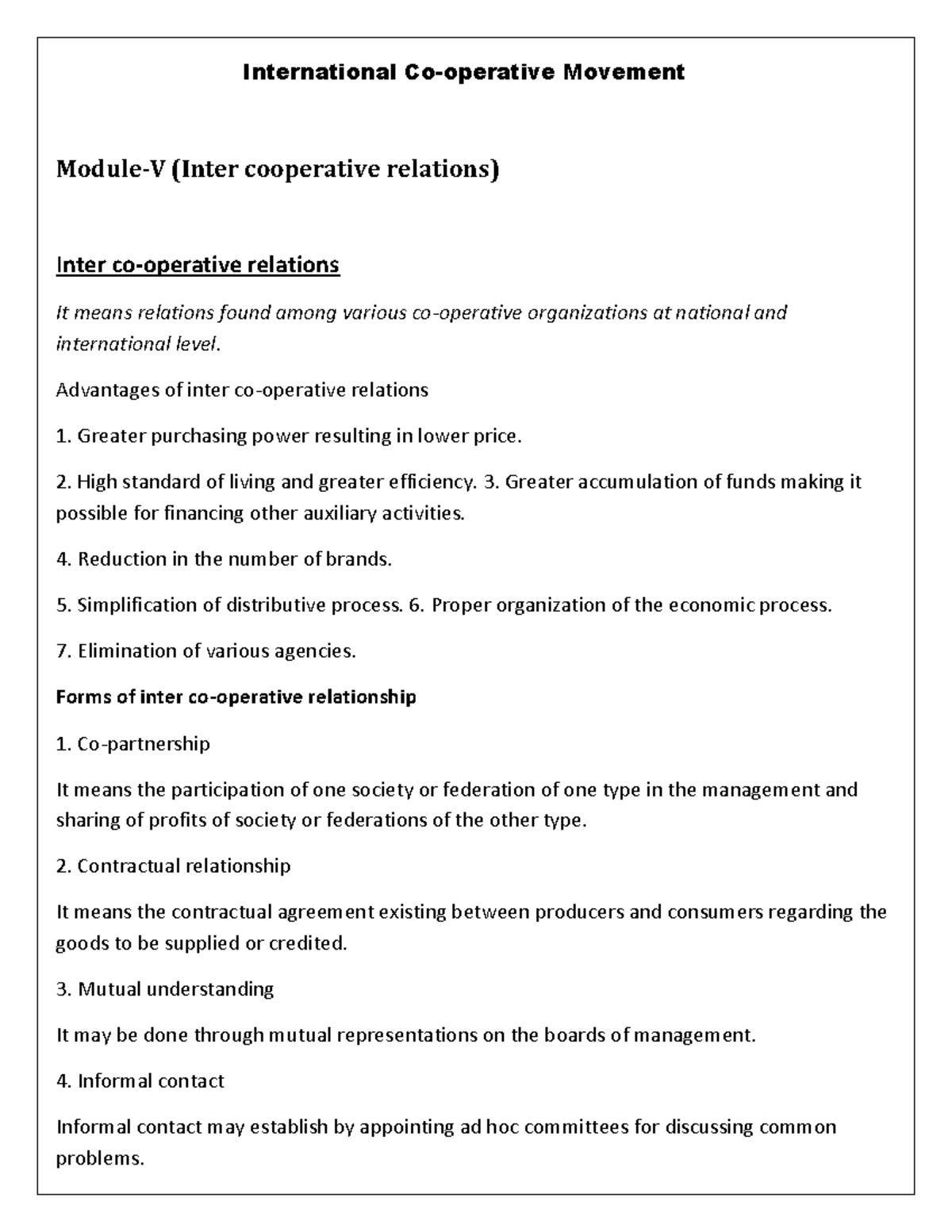 International Cooperative movement International Cooperative