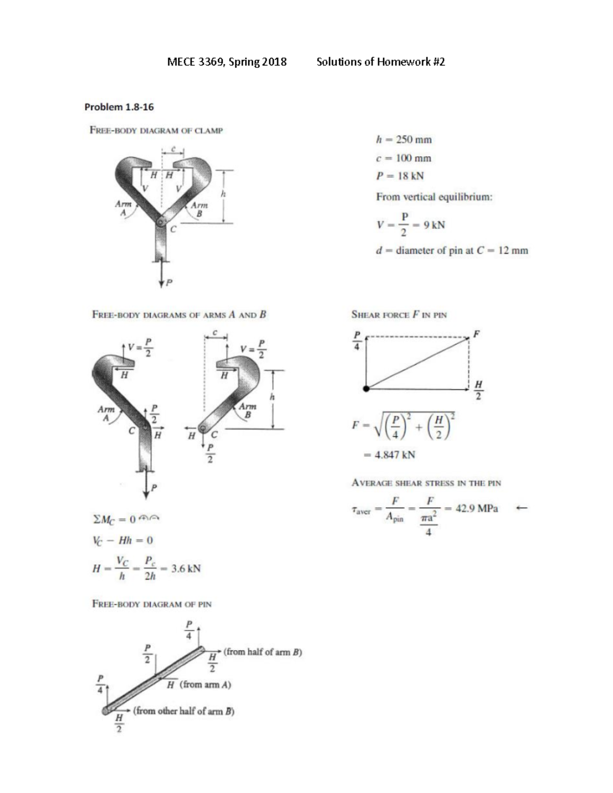 Solid Mechanics - Homework 2 Solns - MECE 3369 - MECE 3369, Spring 2018 ...