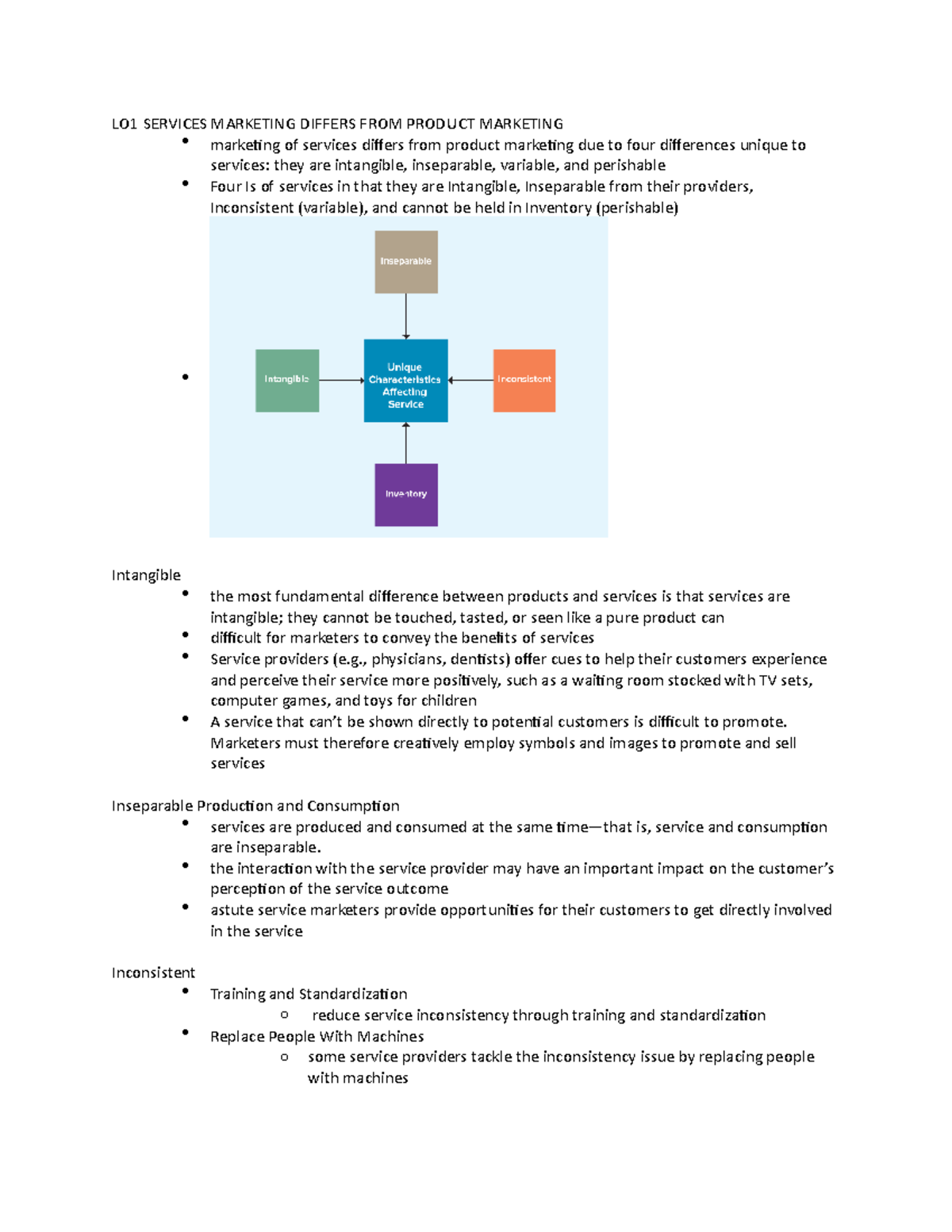 Chapter 10 - LO1 SERVICES MARKETING DIFFERS FROM PRODUCT MARKETING ...