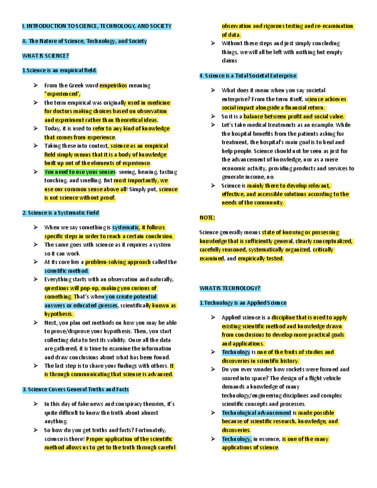 W1-Introduction to science,technology, society - I. INTRODUCTION TO ...