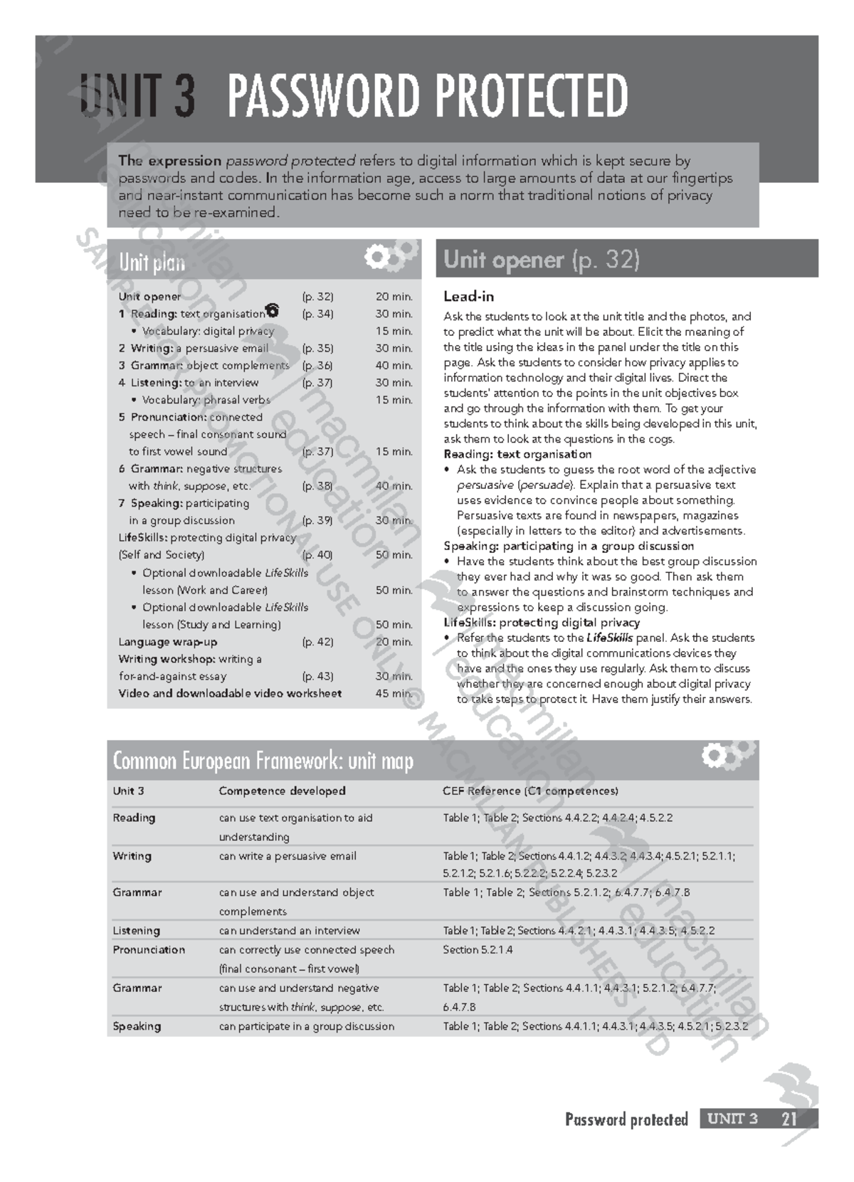 Open mind advanced level teachers book sample unit 03 - Password ...