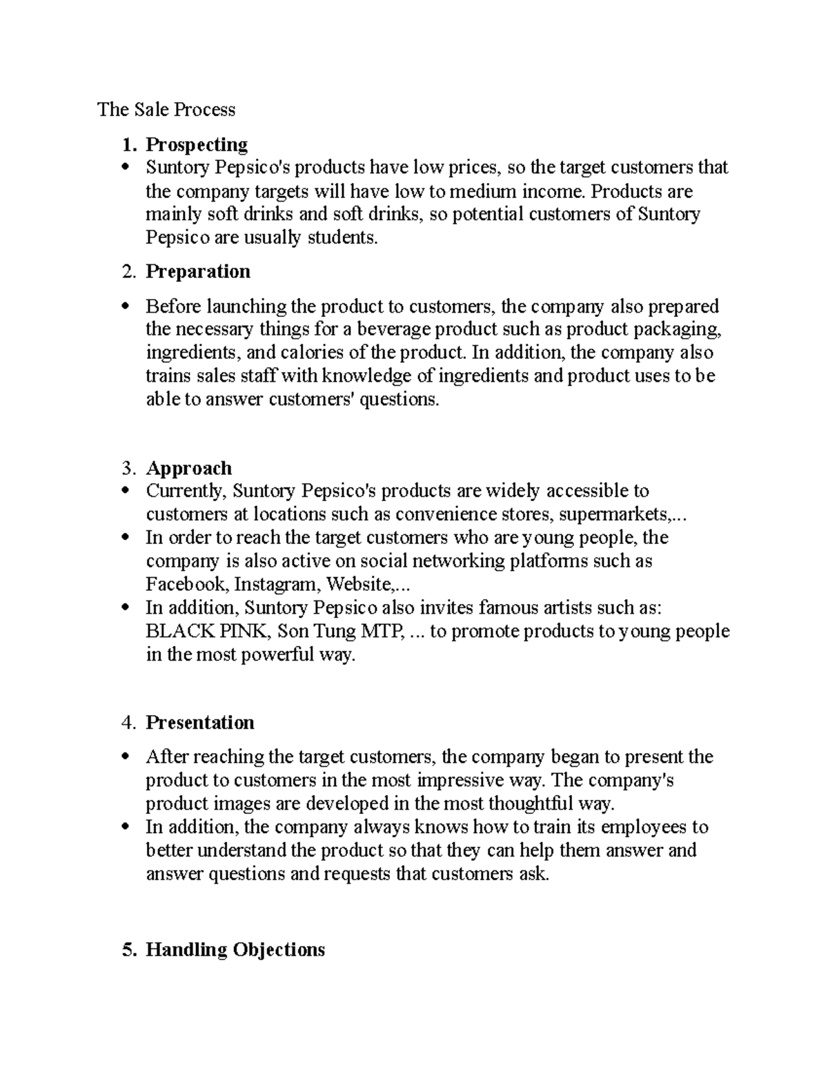 Sales Process and Sales Target - The Sale Process Prospecting Suntory ...