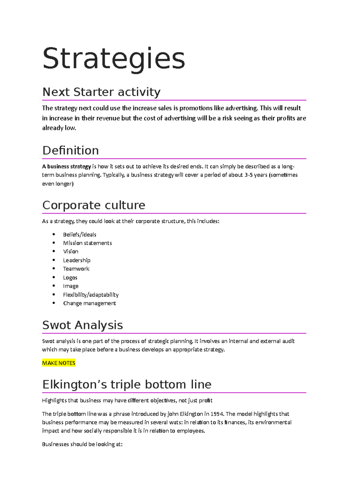 2) Strategies - Strategies Next Starter activity The strategy next ...