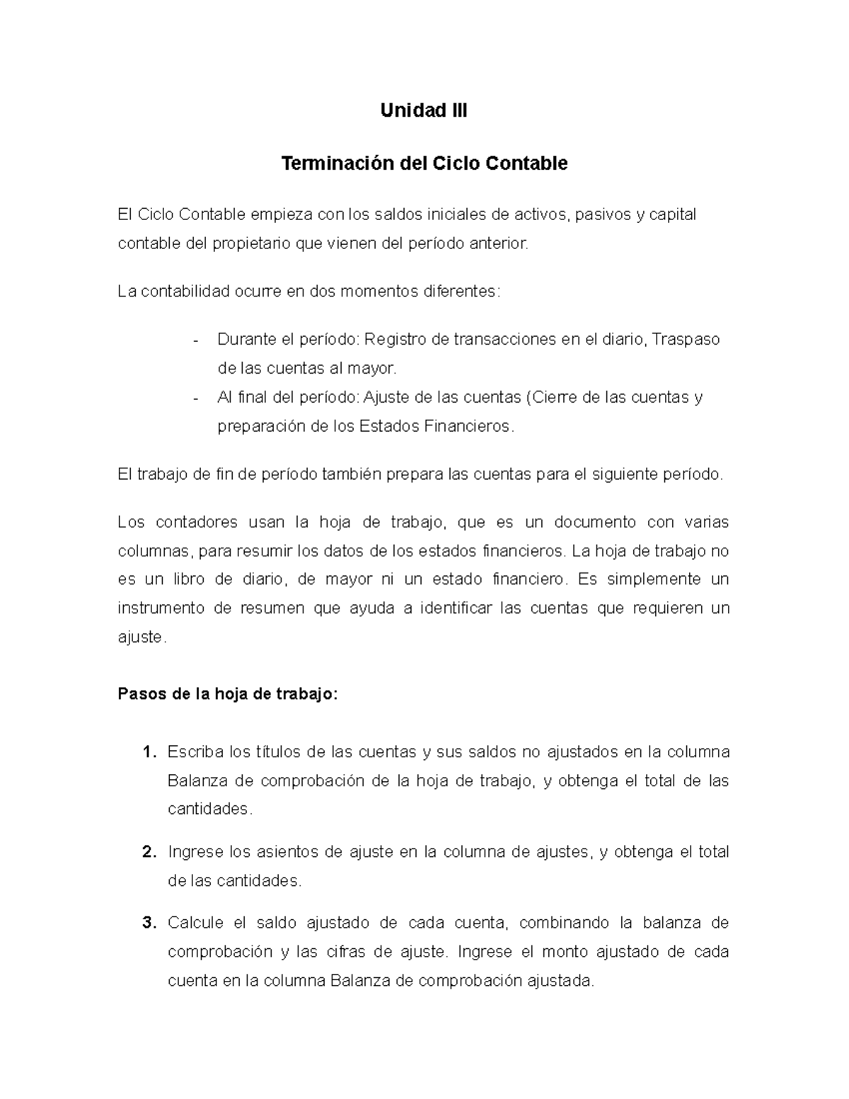 La Terminacion Del Ciclo Contable Studocu