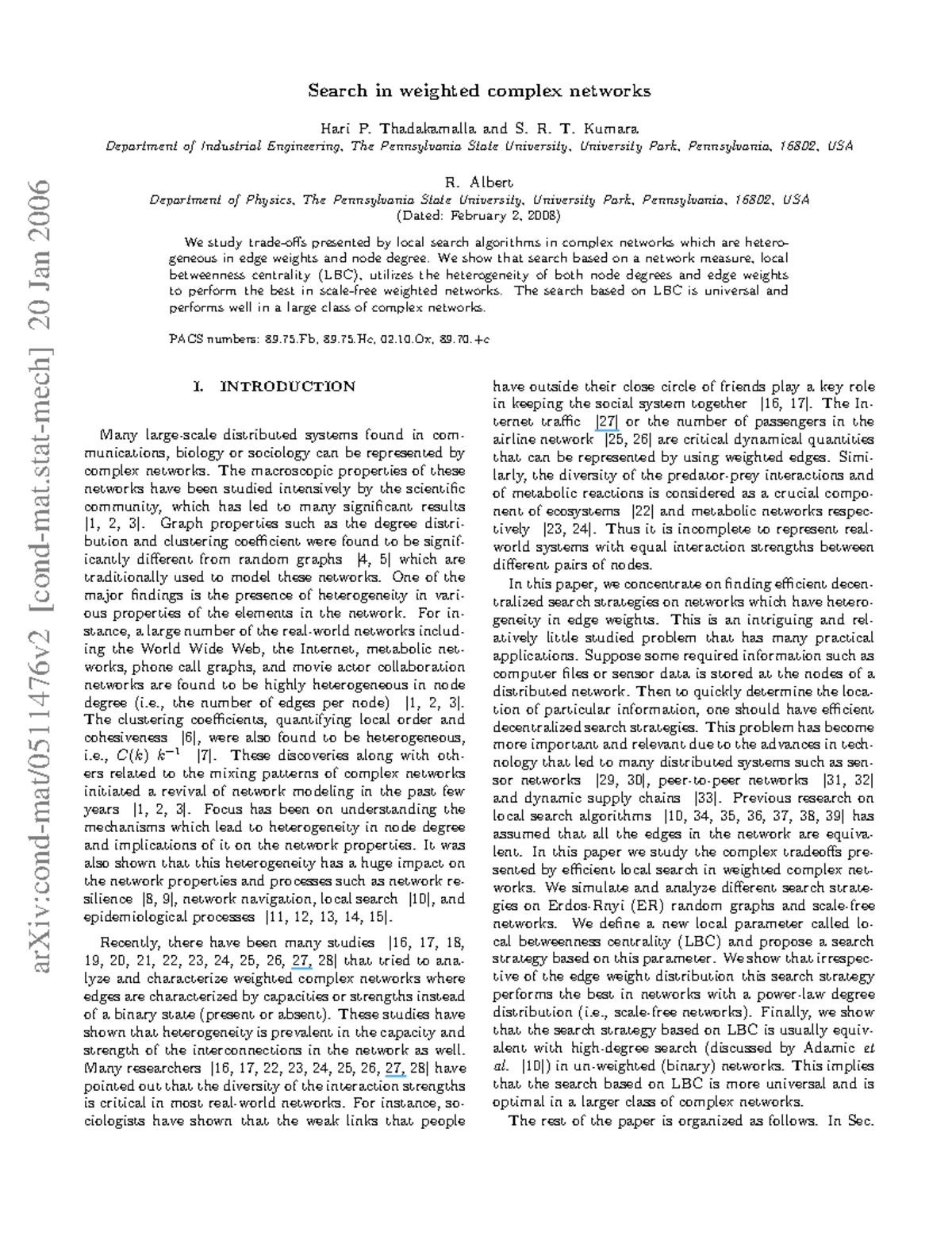 Search In Weighted Complex Networks - ArXiv:cond-mat/0511476v2 [cond ...