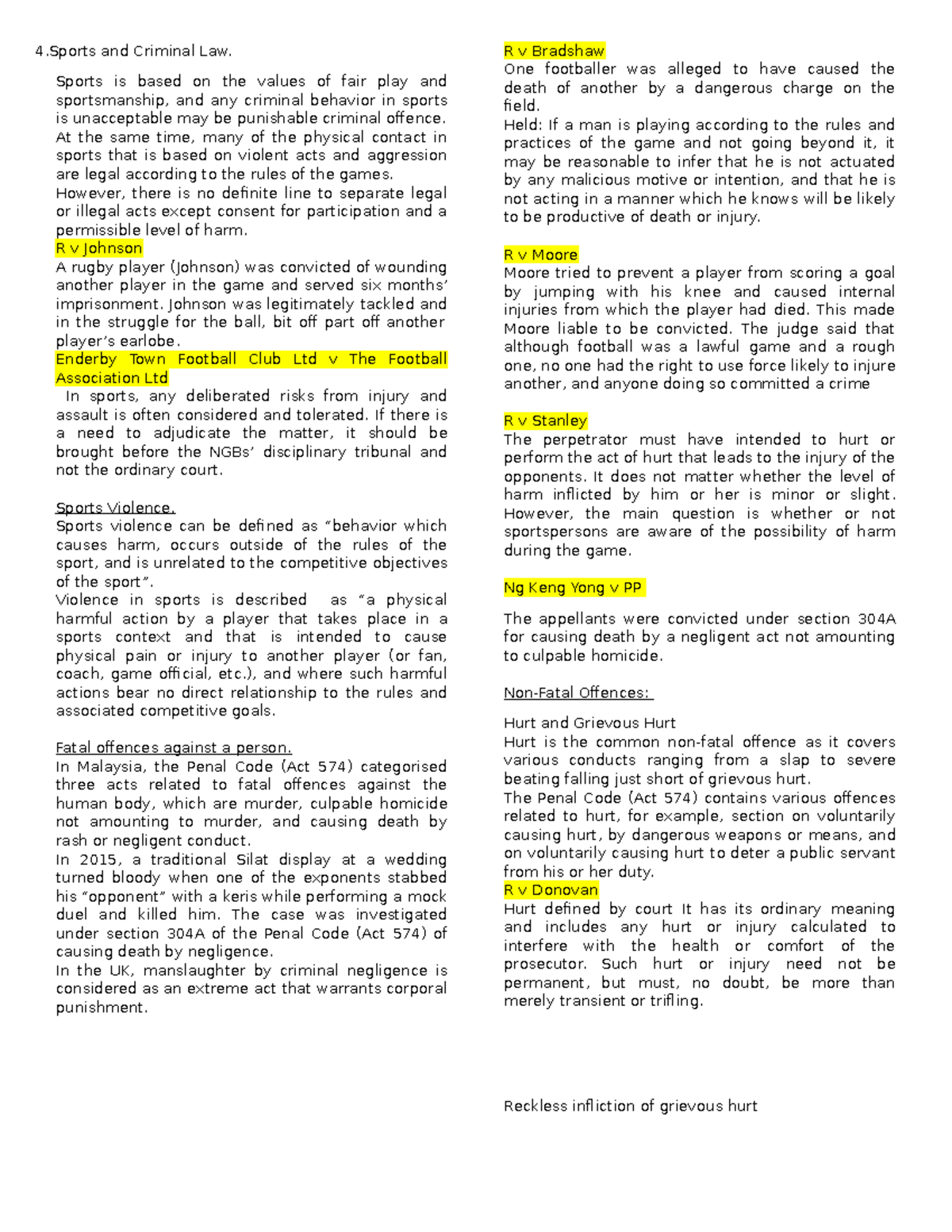 4.Sports and Criminal Law 2 - 4 and Criminal Law. Sports is based on ...