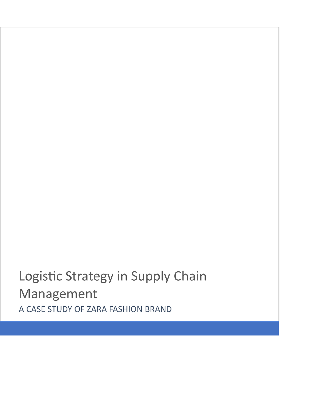 zara case study supply chain management