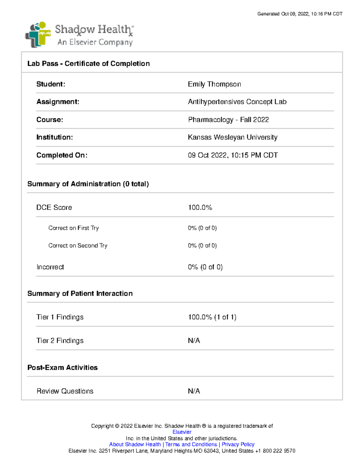 Lab pass antihypertensives - Generated Oct 09, 2022, 10:16 PM CDT Lab ...