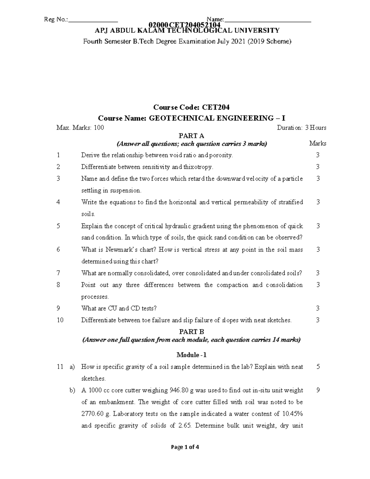 Cet204 Qp Ktu 2019 Scheme 02000cet Course Code Cet Course Name Cet204 Qp Ktu 2019 Scheme 02000cet Course Code Cet Course Name
