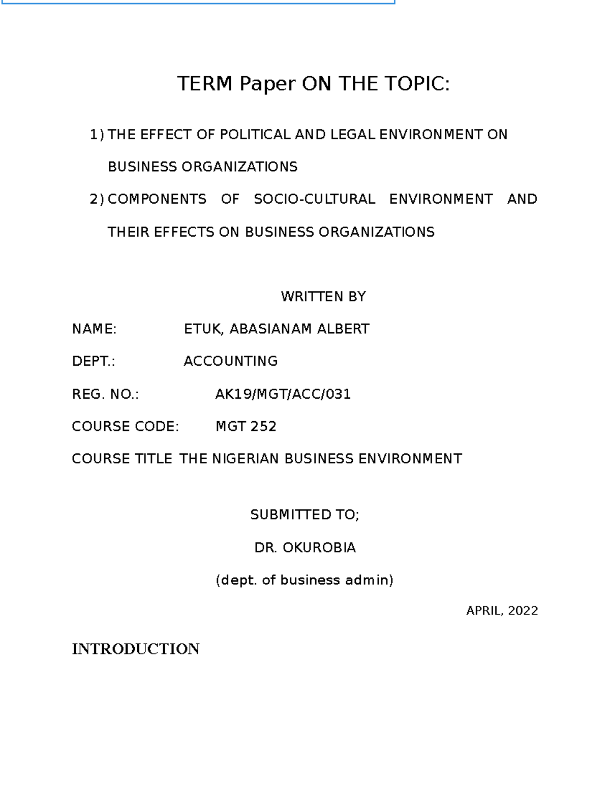 Abbey This paper will help in your academic works. It's a summary