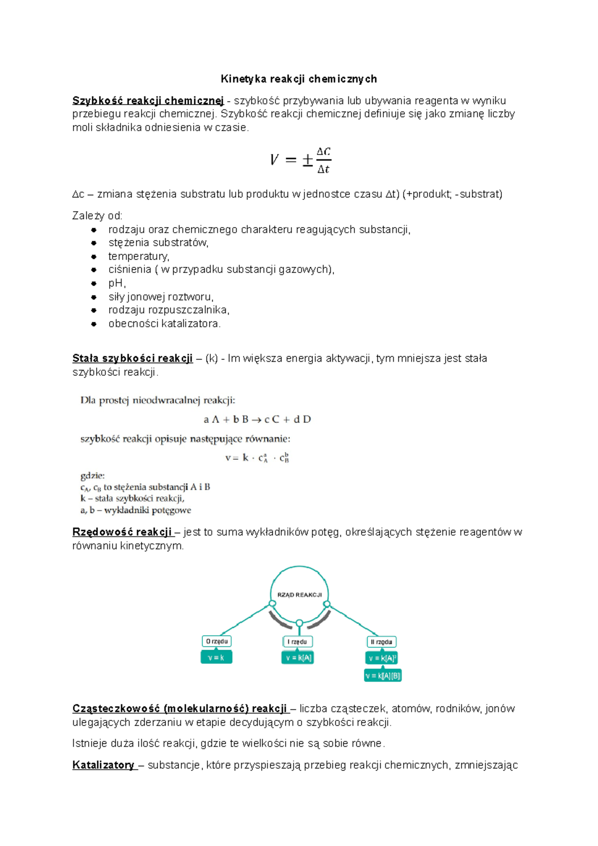 Kinetyka reakcji chemicznych - Kinetyka reakcji chemicznych Szybkość