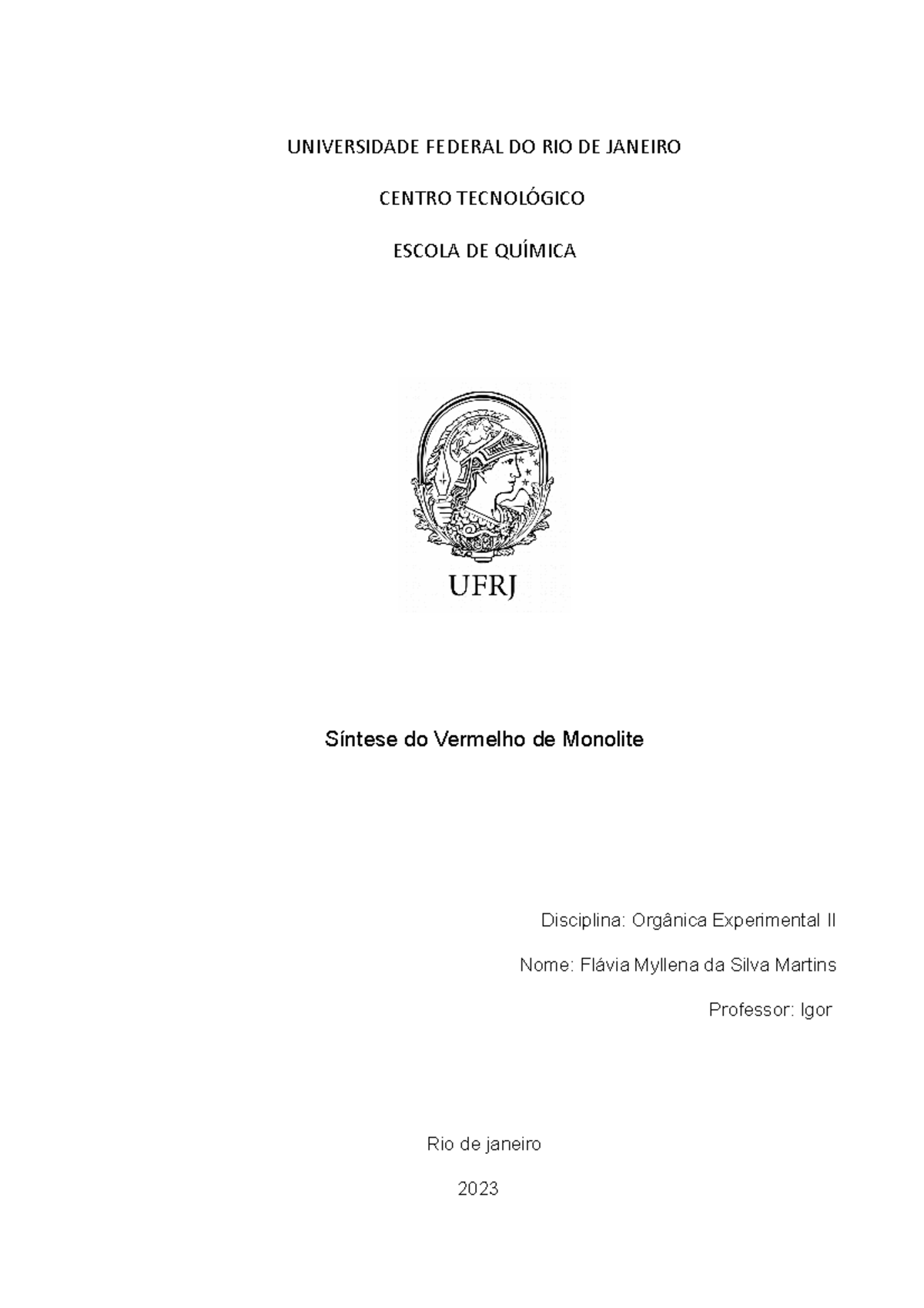 Universidade Federal do Rio de Janeiro UNIVERSIDADE FEDERAL DO RIO DE