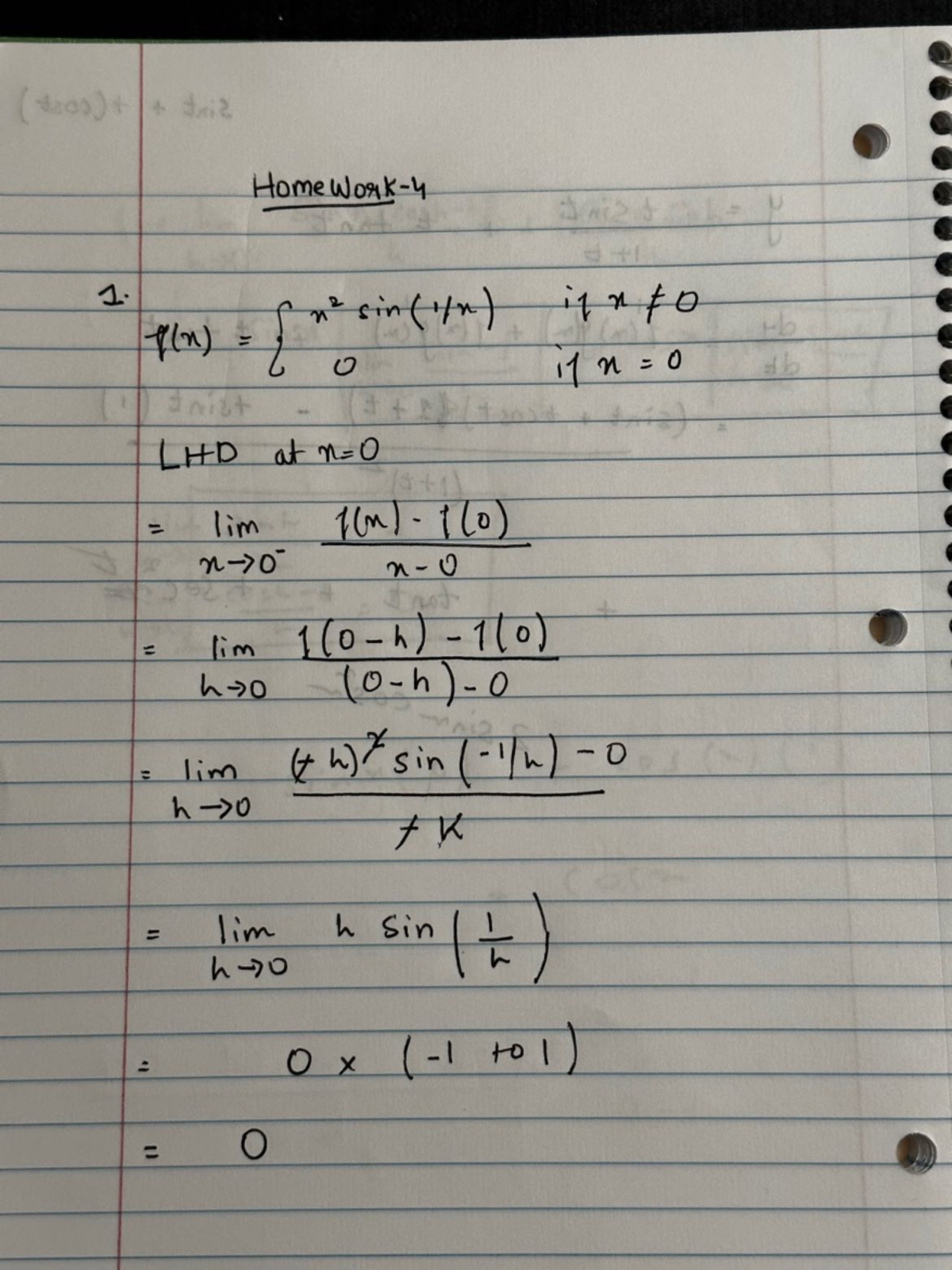 Math homework 4 - ( Home Work-4 1. sin( n/) ifn/o p(n) = 0 is n = 0 LHD ...