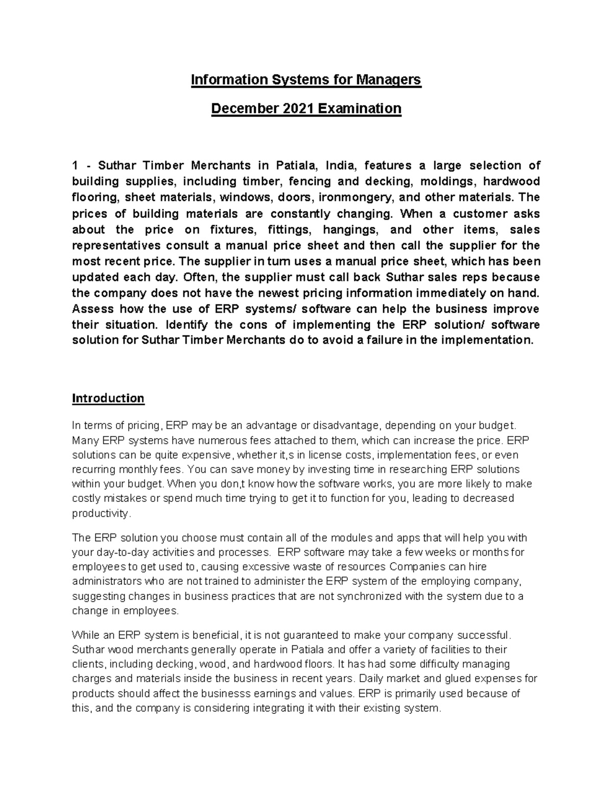 Information Systems for Managers - Mba - Studocu