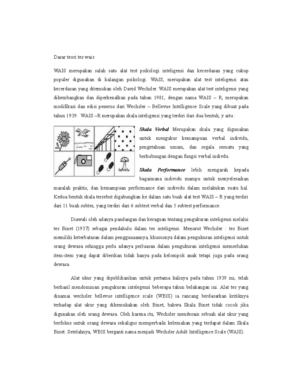 Dasar teori tes wais - Ini adalah salah satu materi tes intelegensi ...