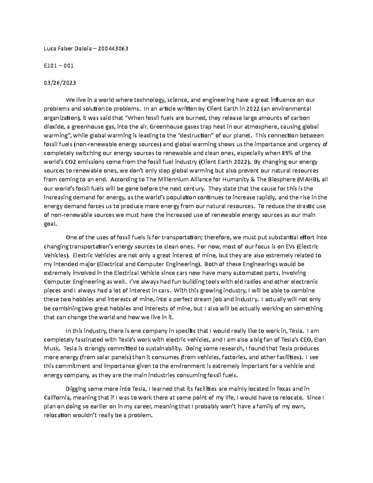 career exploration essay