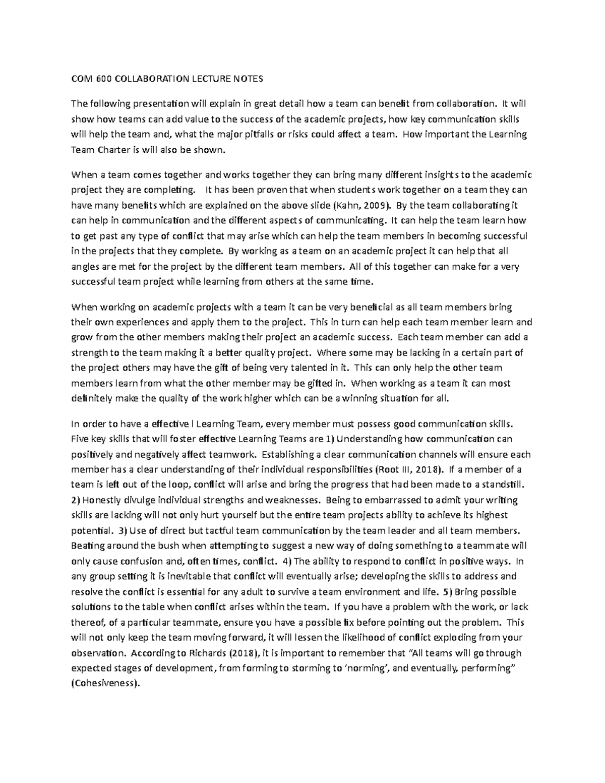 COM 600 Collaboration Lecture Notes - COM 600 COLLABORATION LECTURE ...