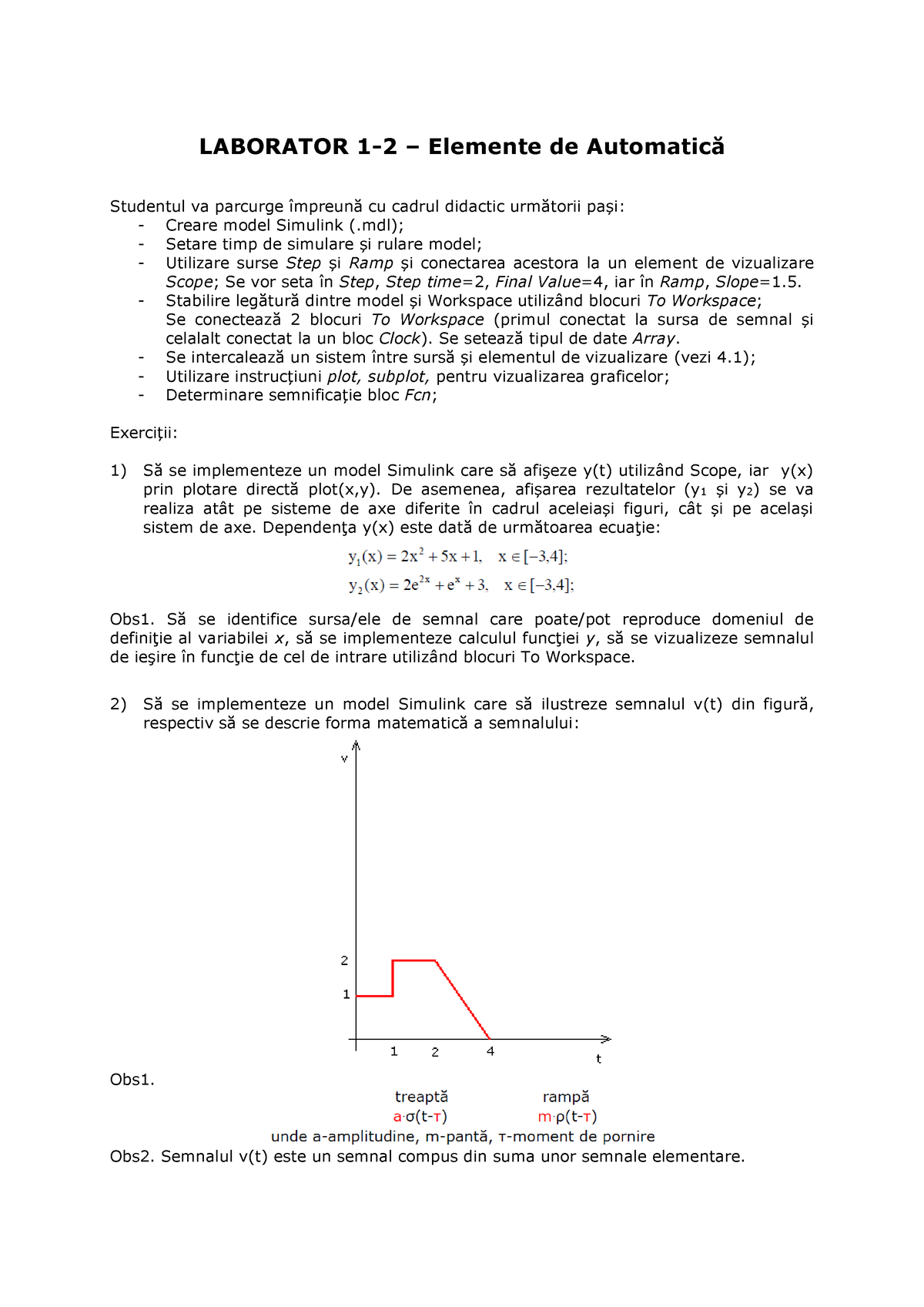 Laborator 1 2 EA 2019 - LABORATOR 1-2 – Elemente De Automatică ...