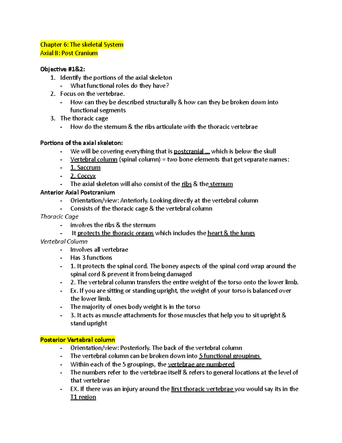 Chapter 6- axial II, Objective 1&2 - Chapter 6: The skeletal System ...