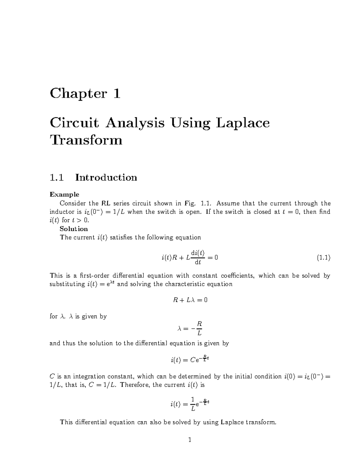 Power-Electronics - Chapter 1 Circuit Analysis Using Laplace Transform ...