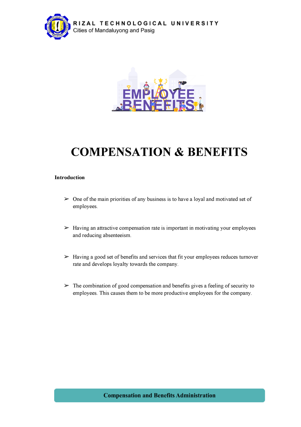 Introduction To Compensation And Benefits - COMPENSATION & BENEFITS ...