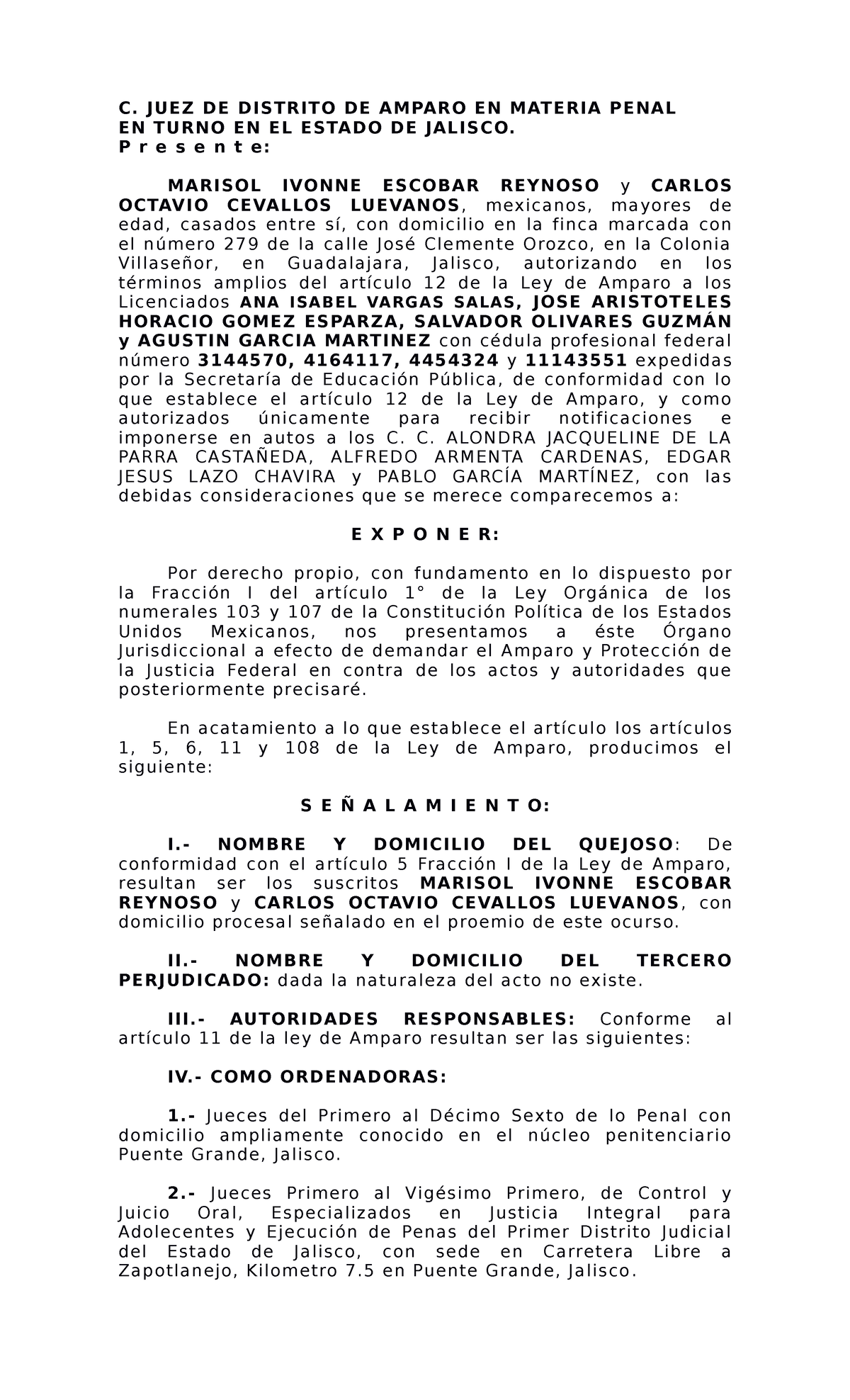 Amparo Vs Orden De Aprehension C Juez De Distrito De Amparo En Materia Penal En Turno En El