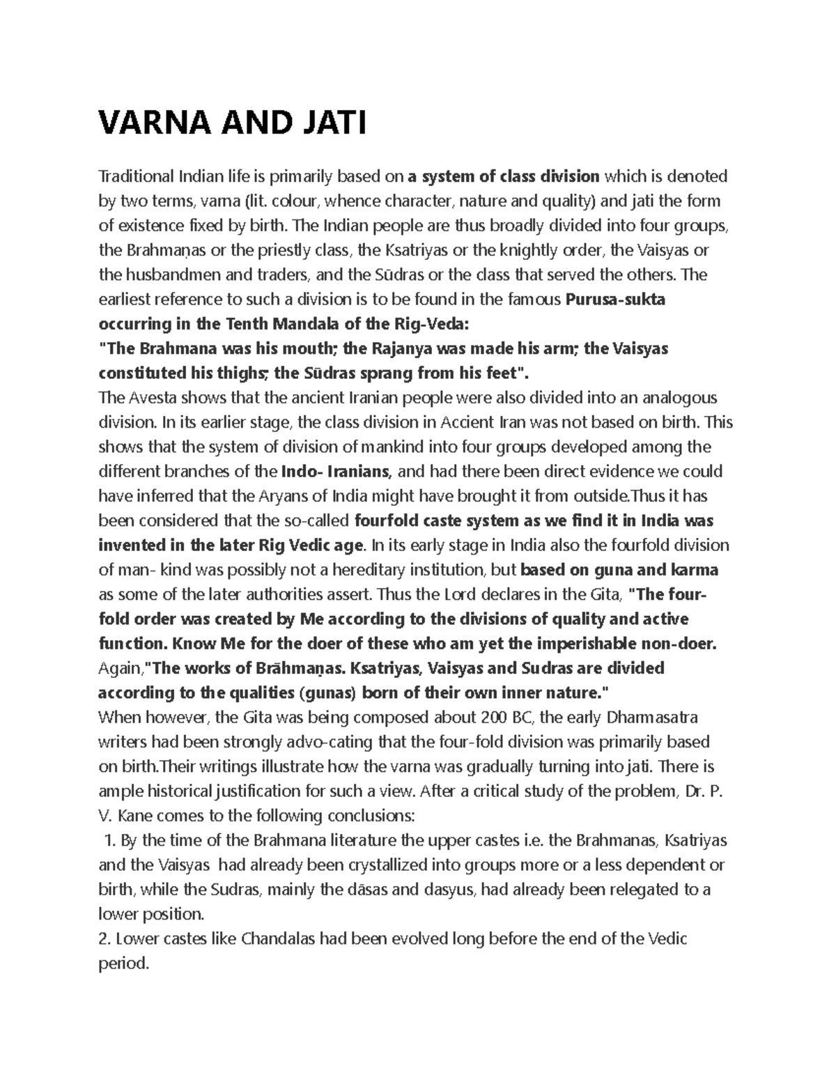 Varna AND JATI Evernotes VARNA AND JATI Traditional Indian life is