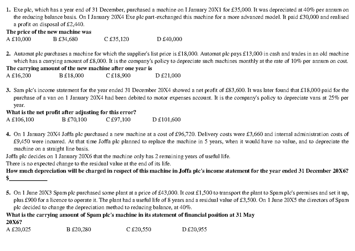 FA lesson 4 - FFF - 1. Exe plc, which has a year end of 31 December ...