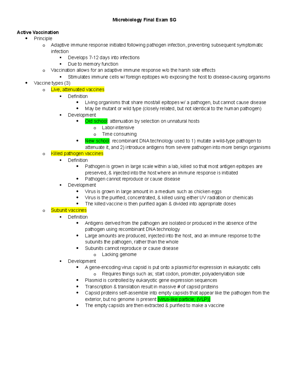 Microbiology Final Exam Study Guide - Microbiology Final Exam SG Active ...