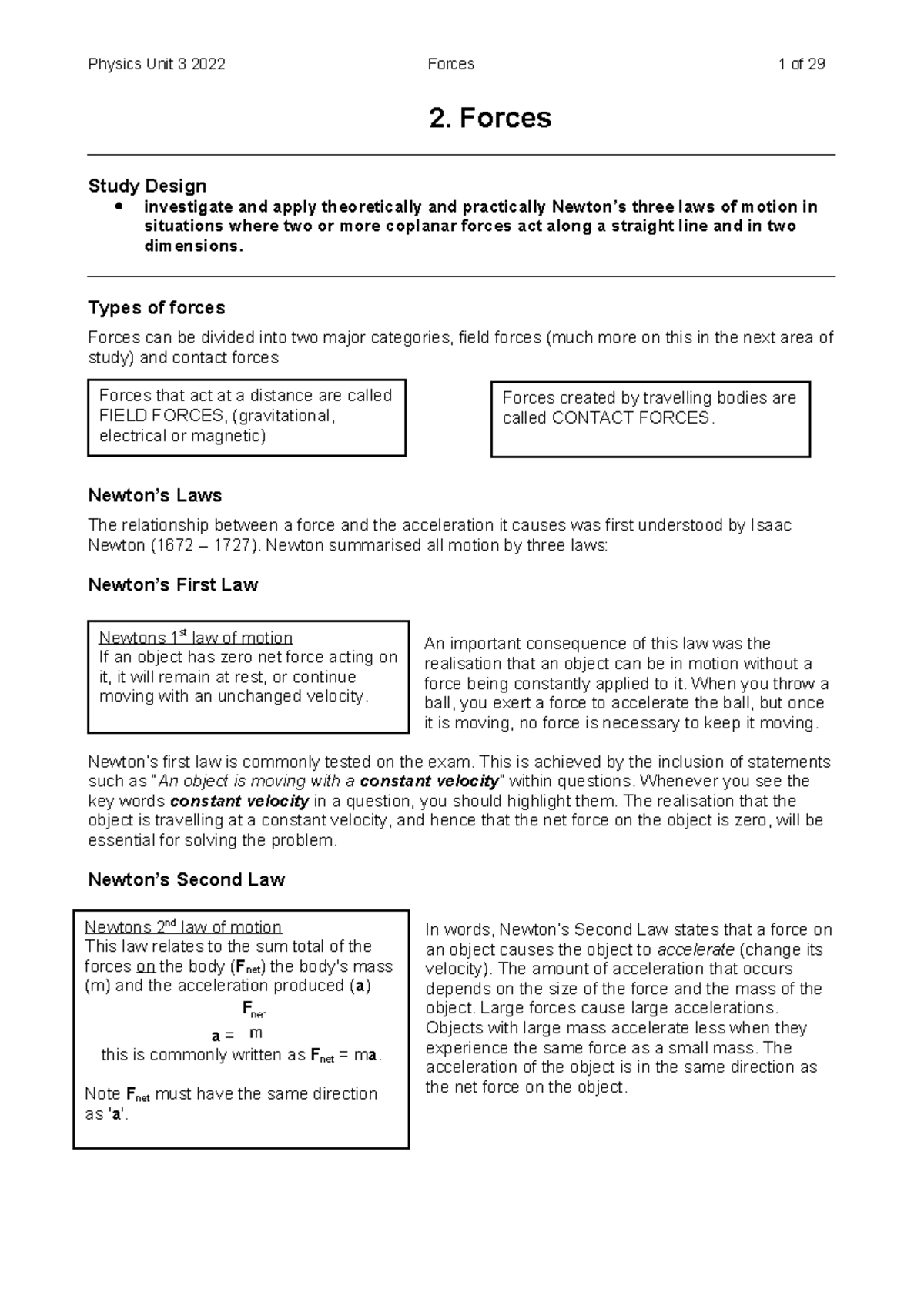 2 Forces notes 2022 - revekrnvkemgv nmre - 2. Forces Study Design ...