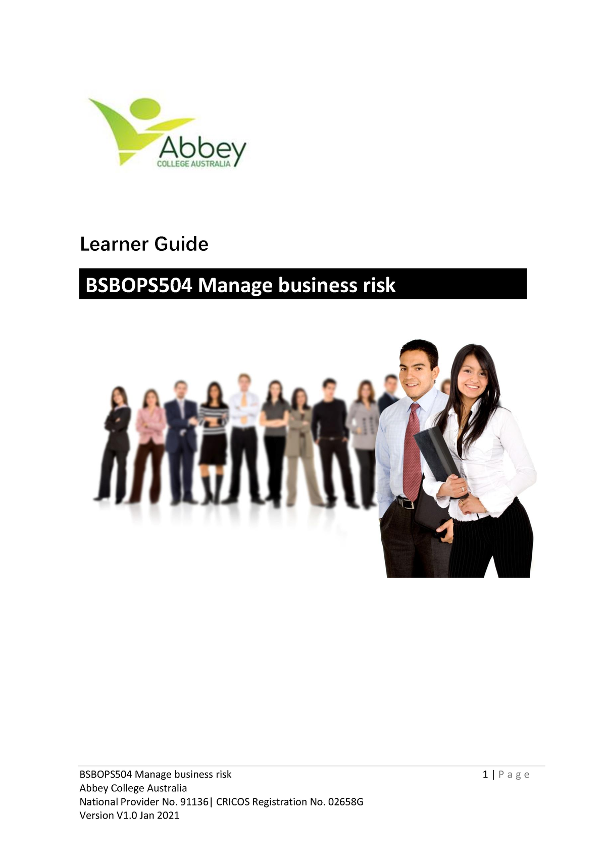 Manage Business Risk - Learner Guide - Studocu