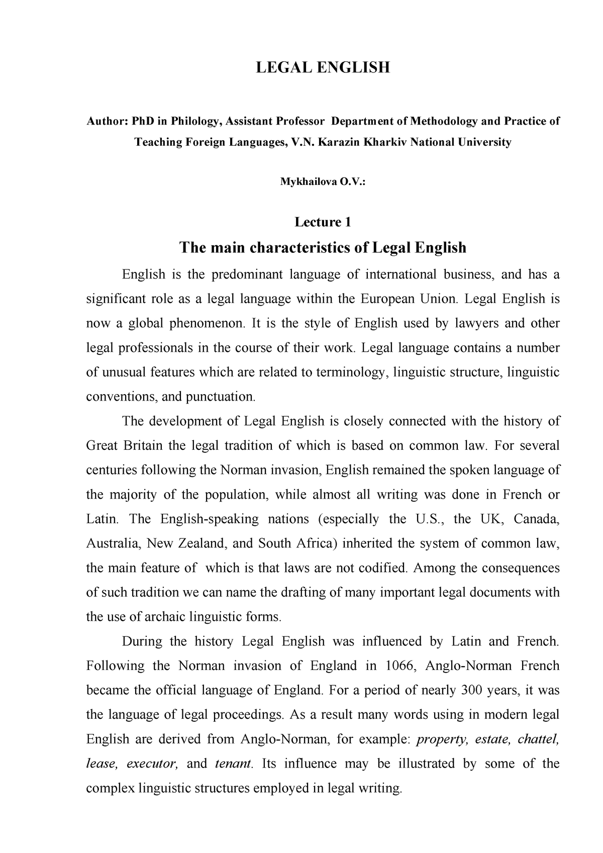 legal language research paper