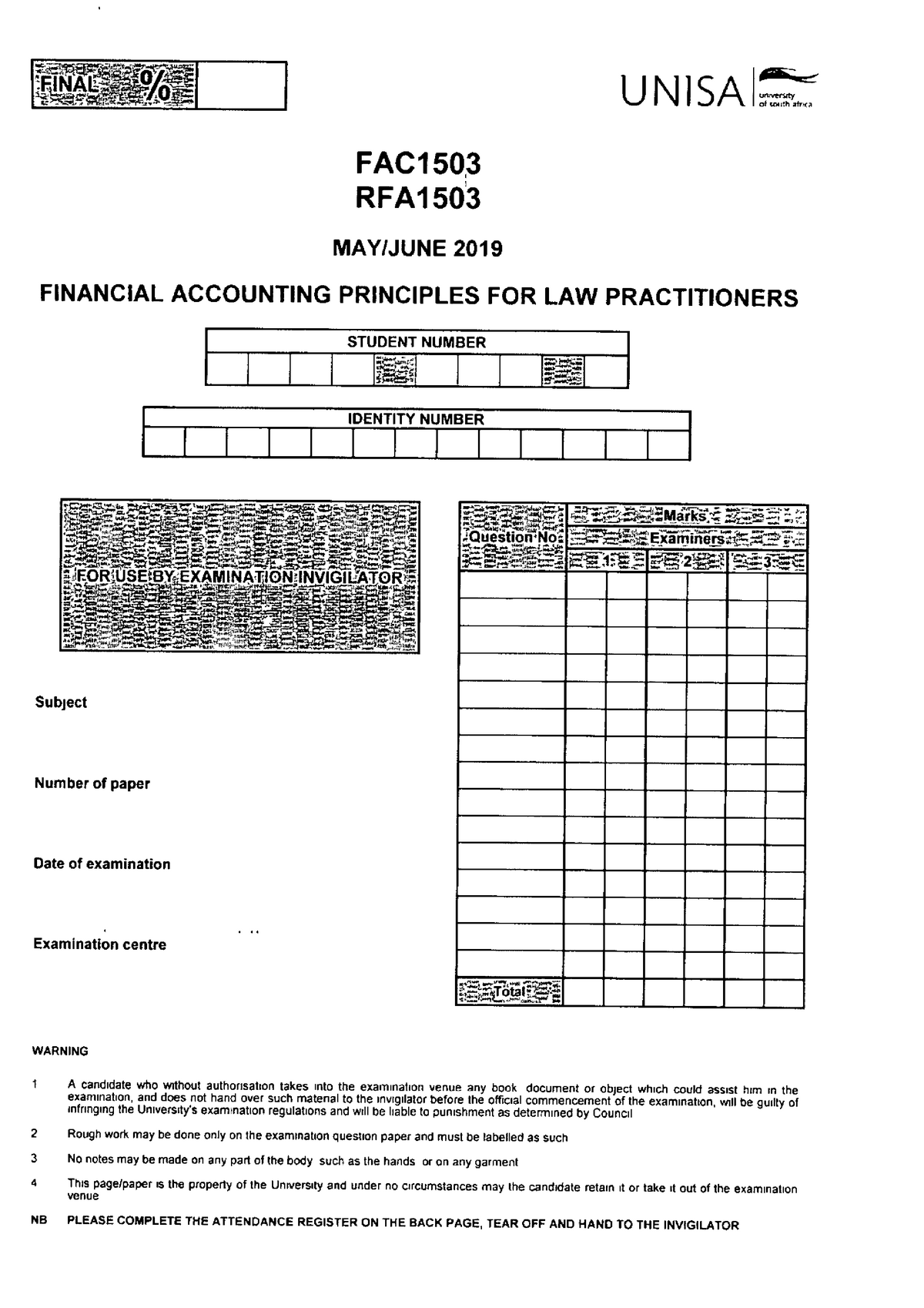 FAC1503 2019 6 E 1 - Notes - FAC1501 - Unisa - Studocu