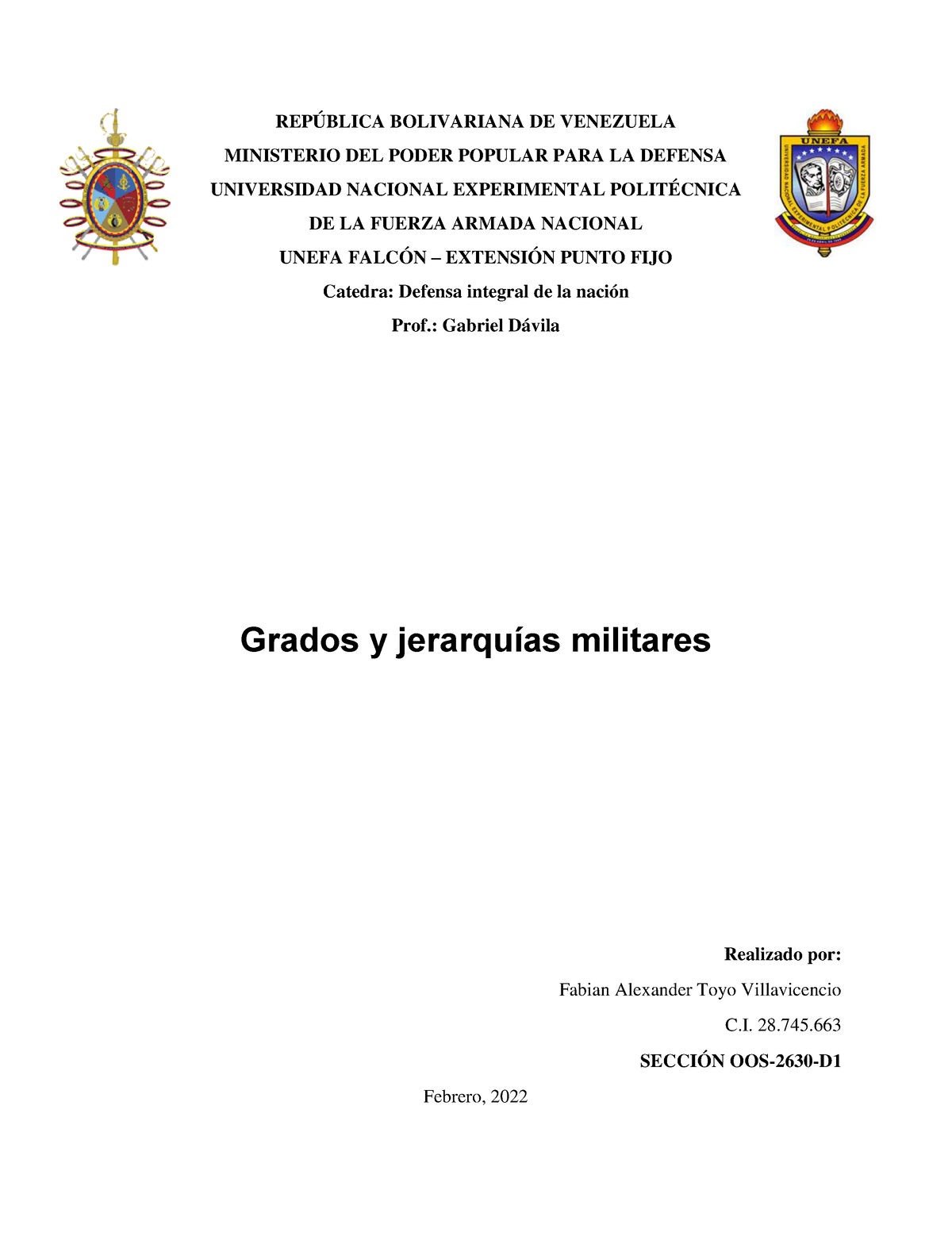 Grados y Jerarqu as militares de las fuerzas armadas REP BLICA